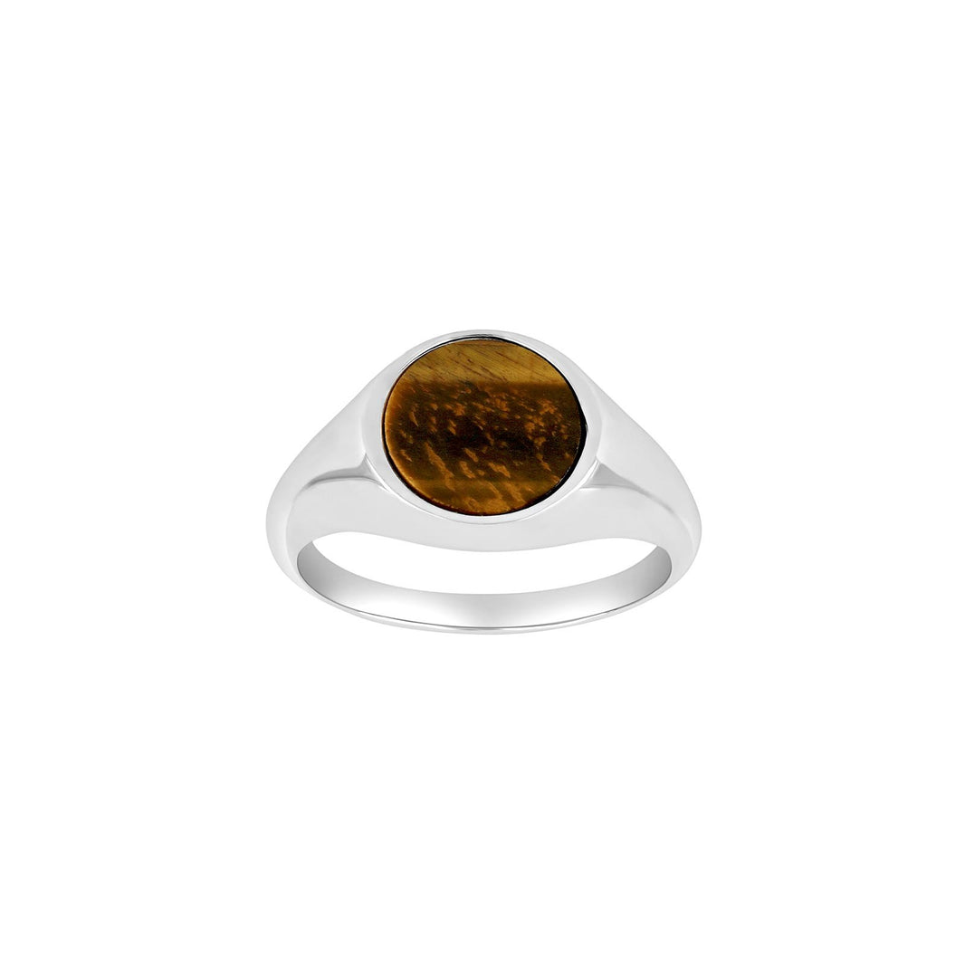 SON Rhod. sølvring med yellow tiger eye - Rhodineret / 64