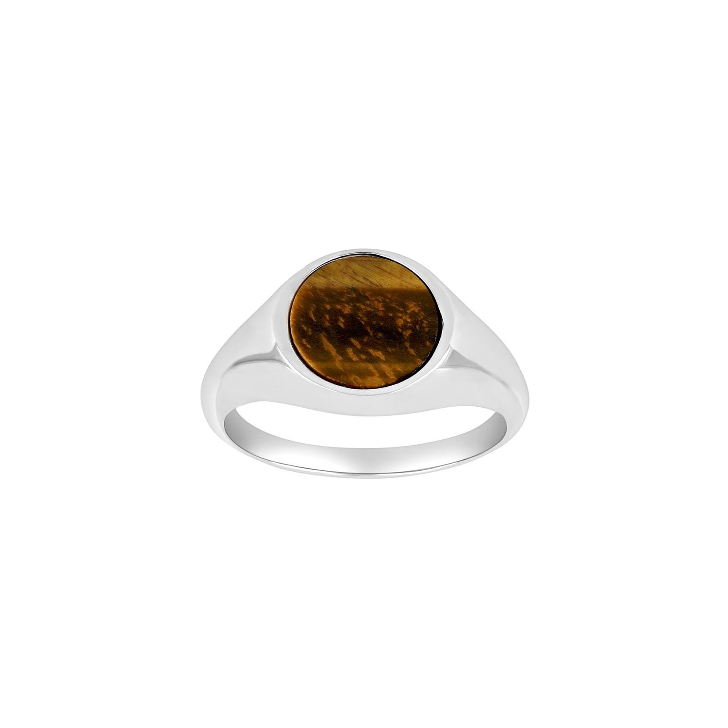 SON Rhod. silver ring with yellow tiger eye - Rhodium plated / 64