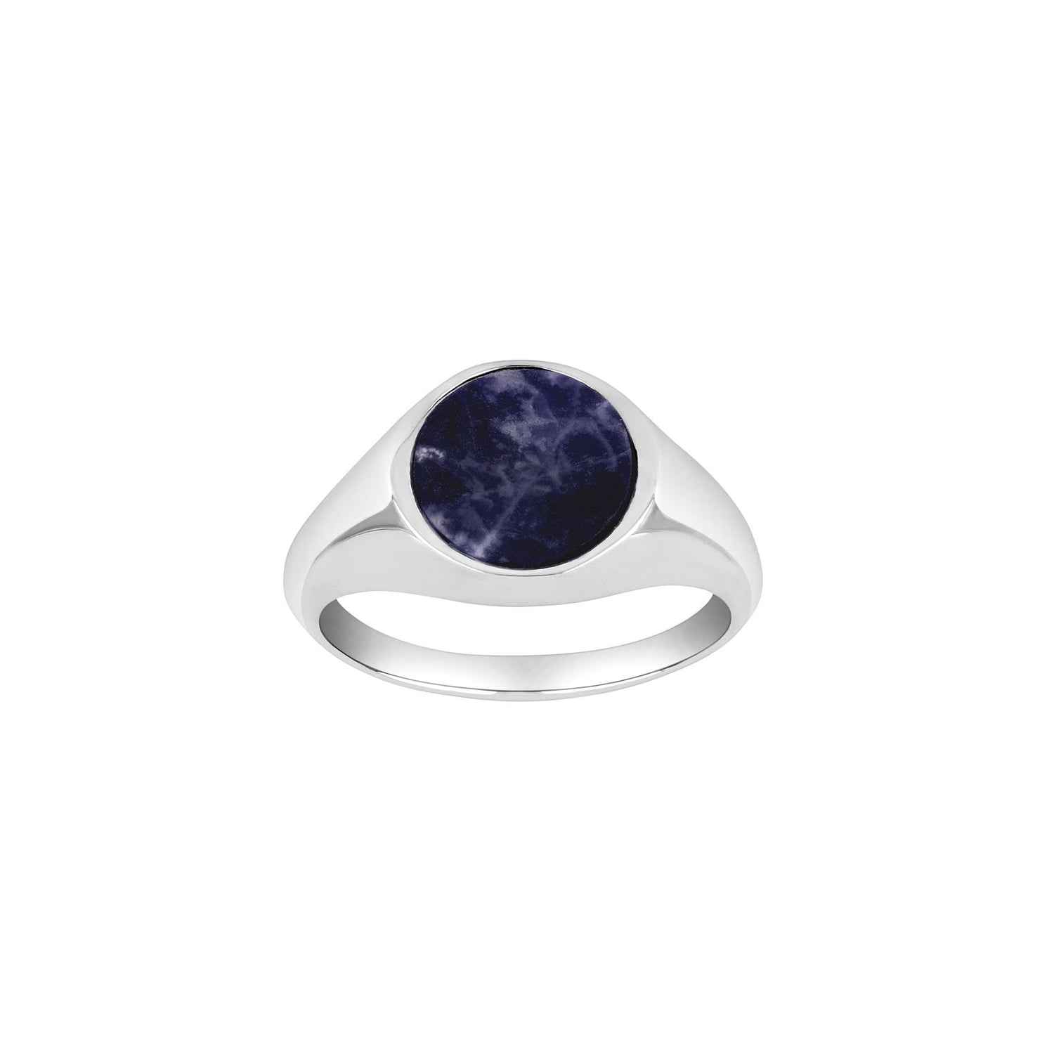 SON Rhod. silver ring with sodalite - Rhodium plated / 62