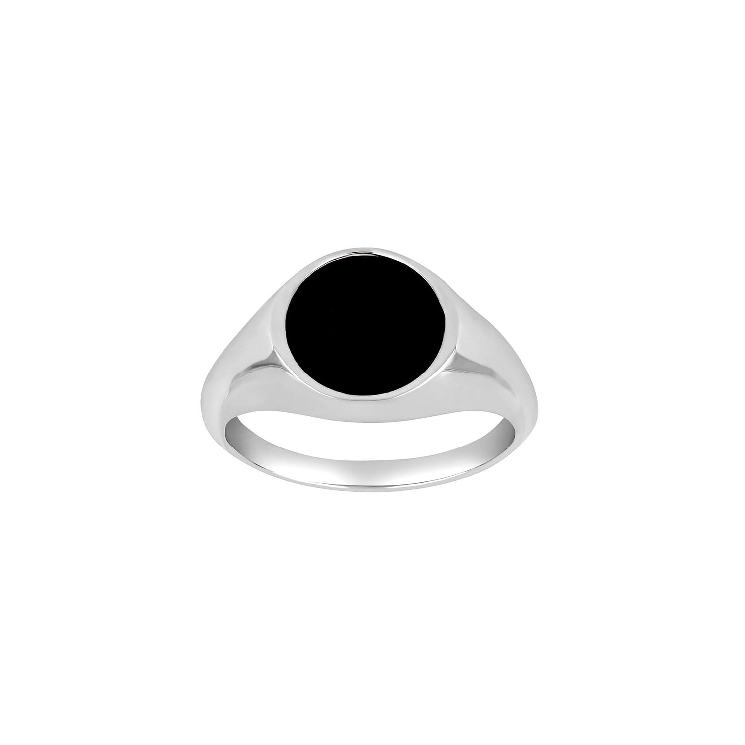 SON Rhod. silver ring with black onyx - Rhodium plated / 64