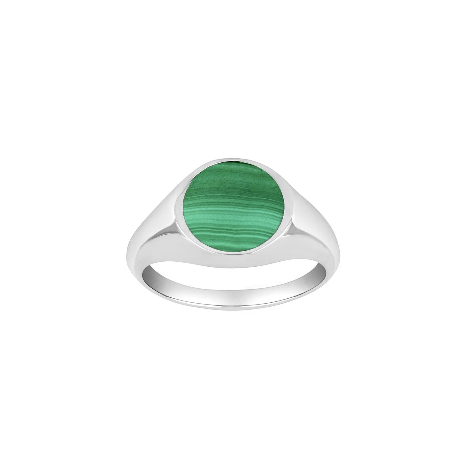 SON Rhod. silver ring with malachite - Rhodium plated / 64