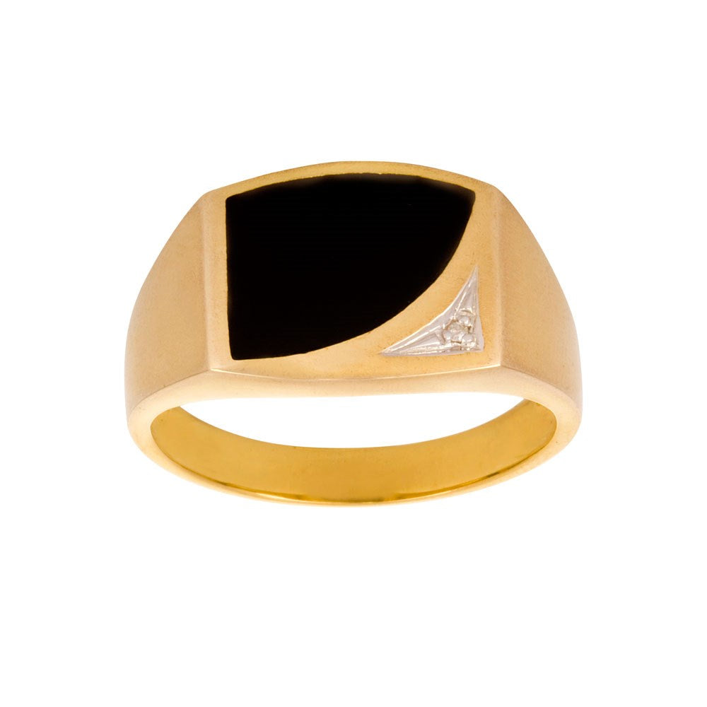 14ct. gold ring for men w/onyx and dia0.01ct W/SI