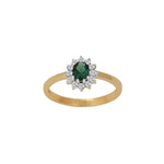 8kt. guldring roset m/synt. smaragd og cz