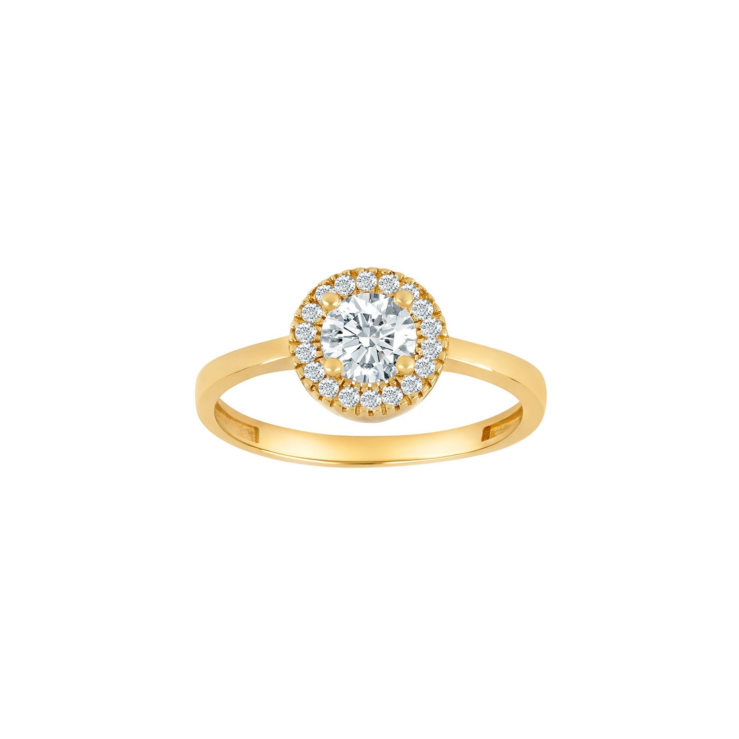 14kt. Goldring runden Rosette m/cz