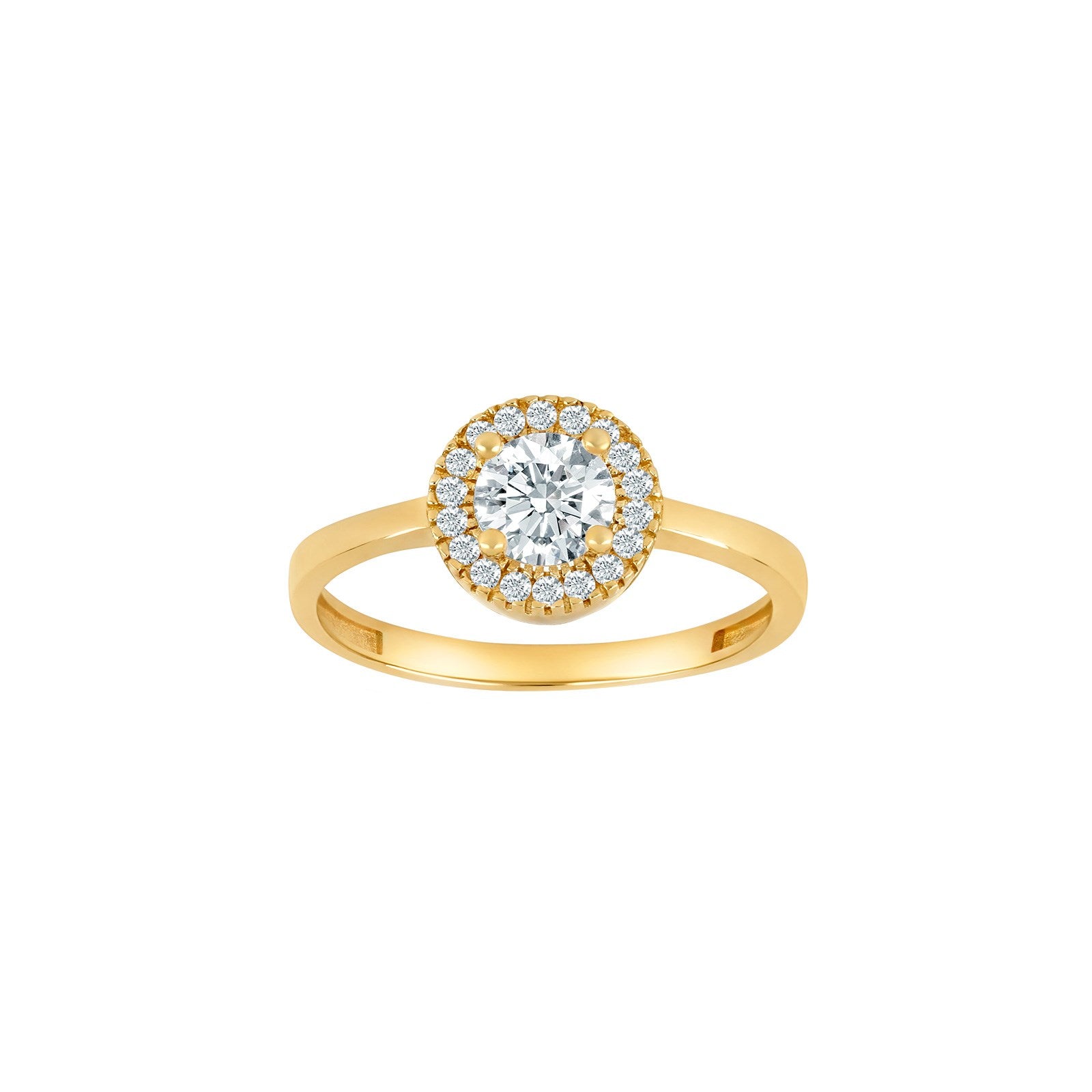 14kt. Goldring runden Rosette m/cz