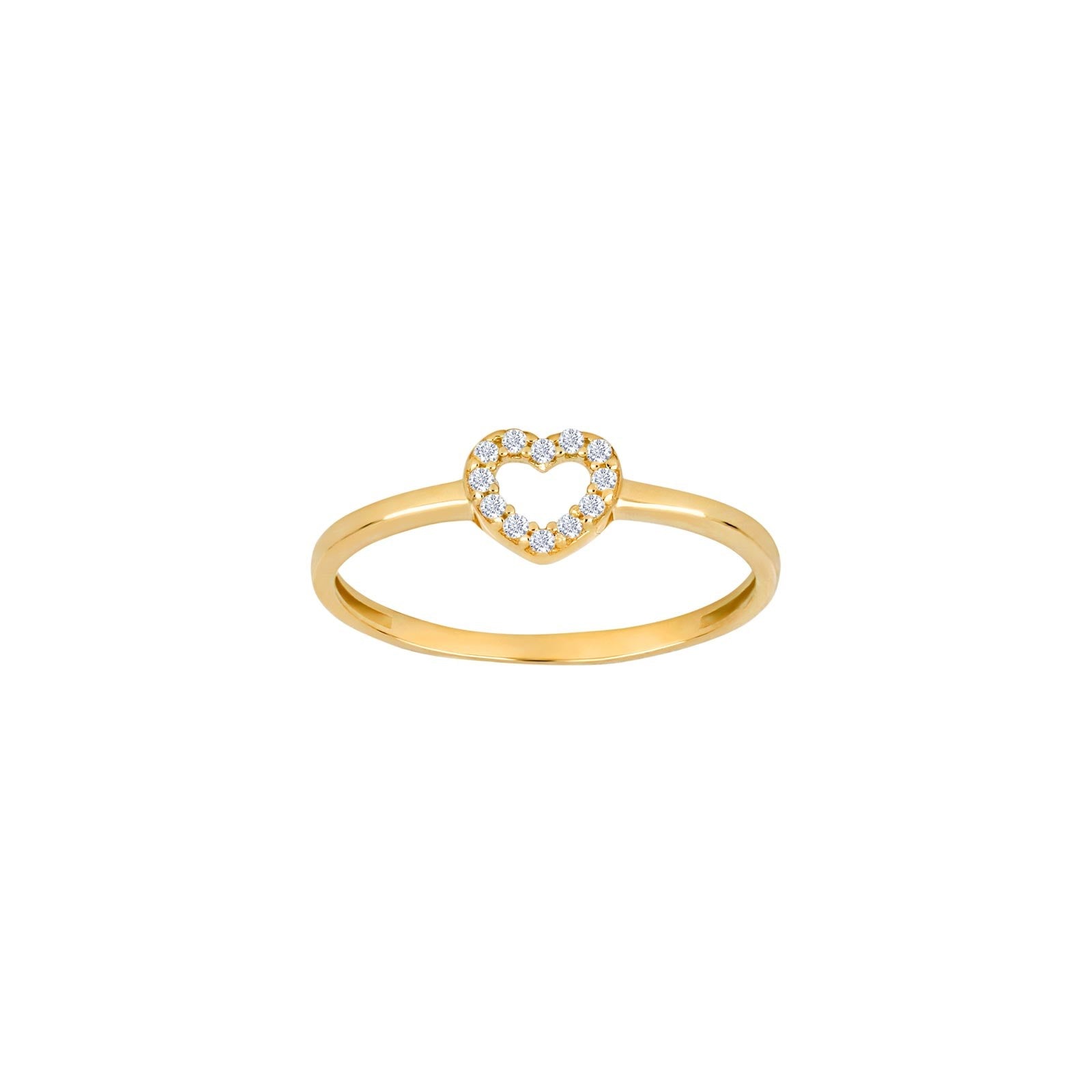 8kt. guldring hjerte m/cz