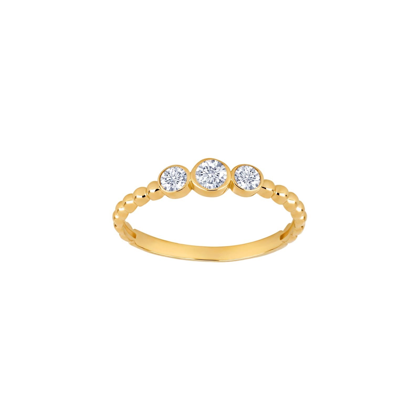 8kt. guldring m/kugler og 3 x cz