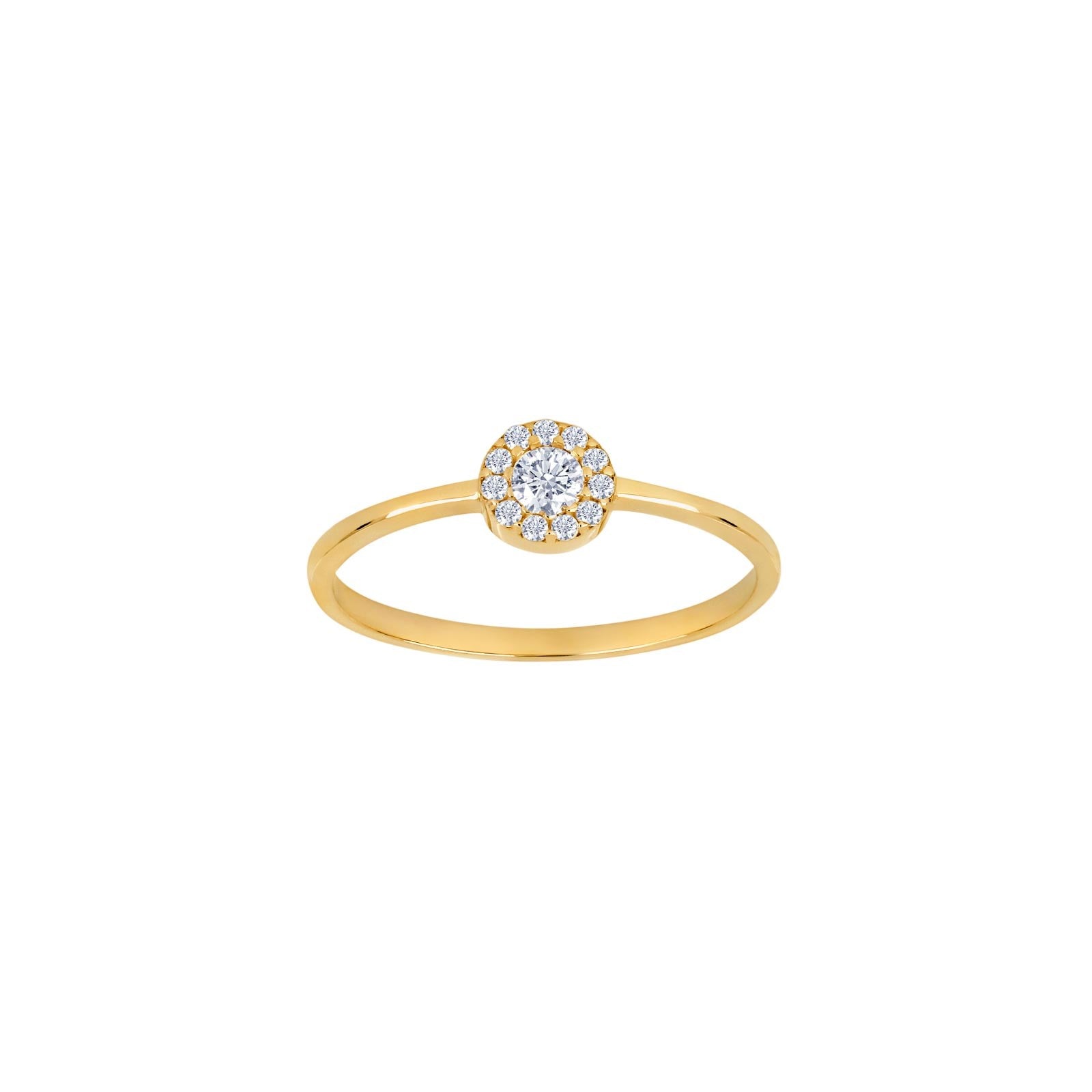 8kt. guldring lille rund roset m/cz