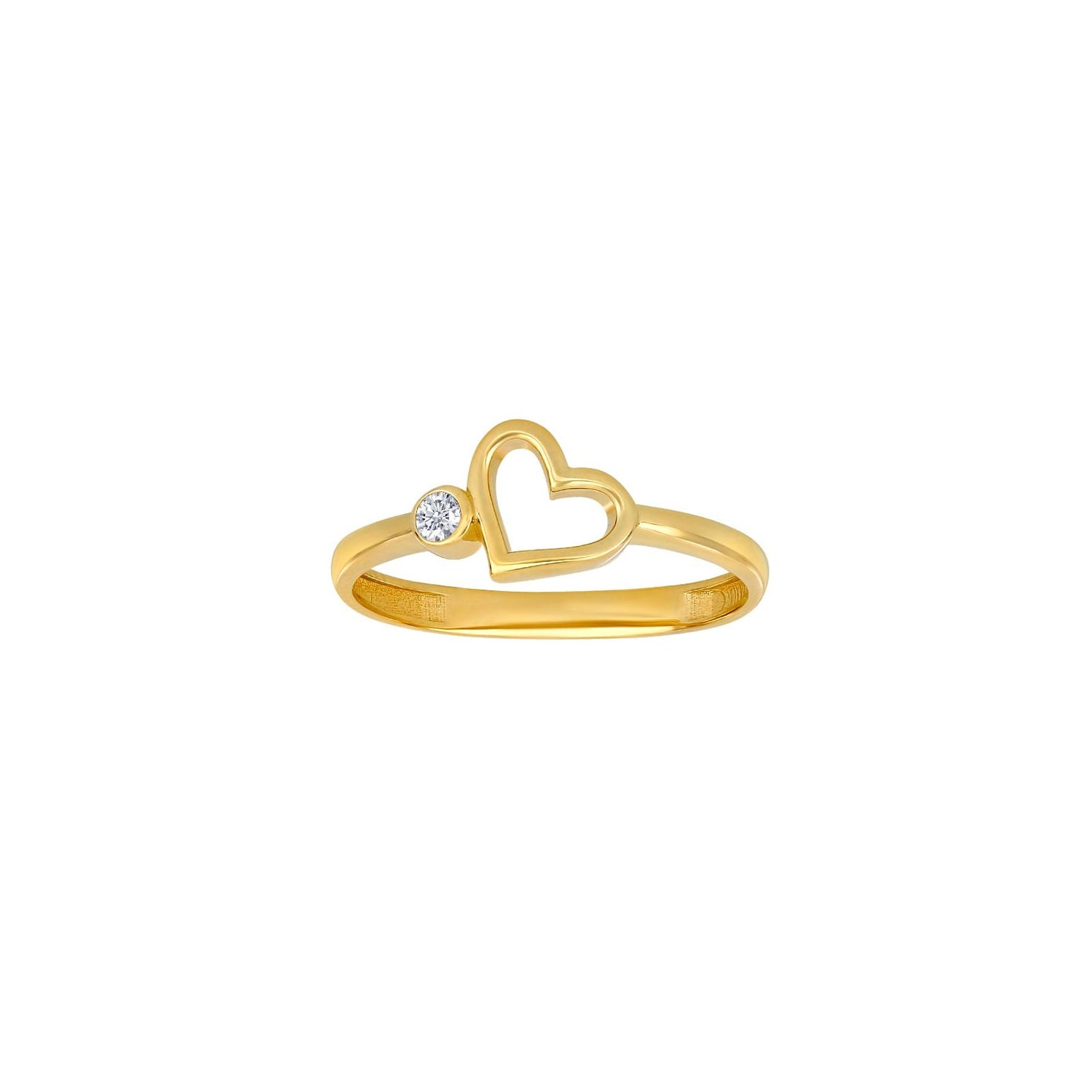 8ct. goldring w/heart + cz