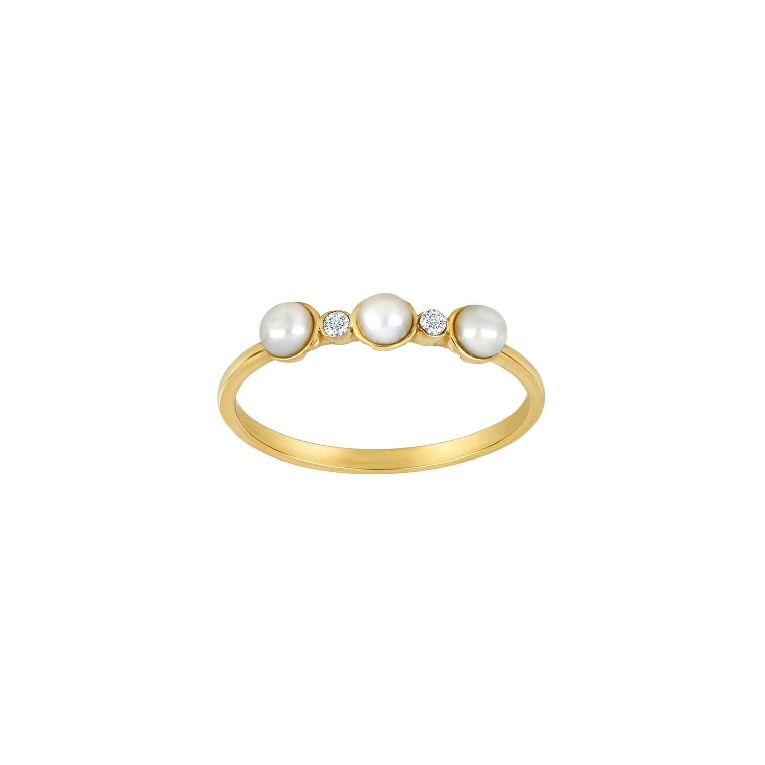 8ct. gold ring w/pearls and cz