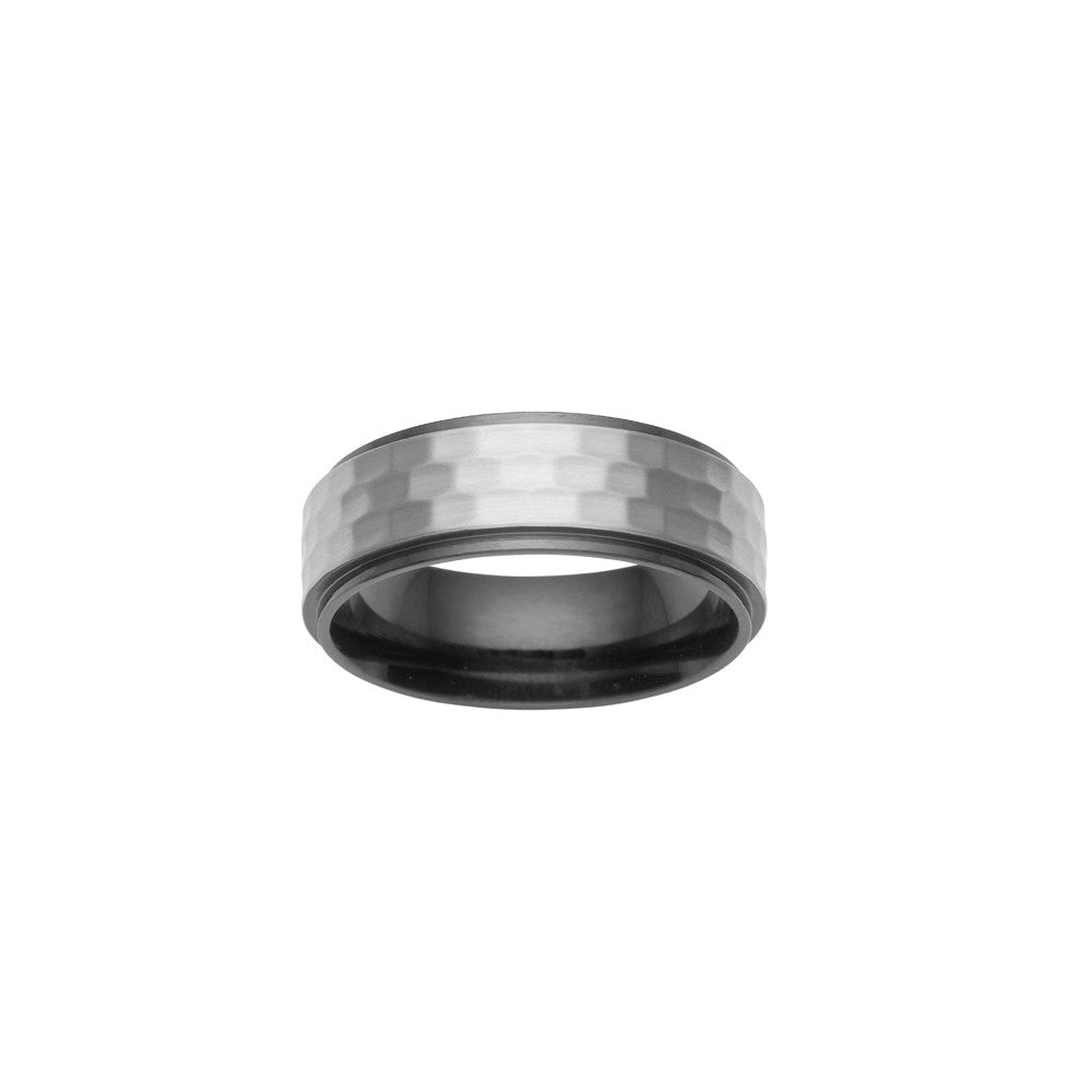 SON steel ring with IP black - IP black / 70