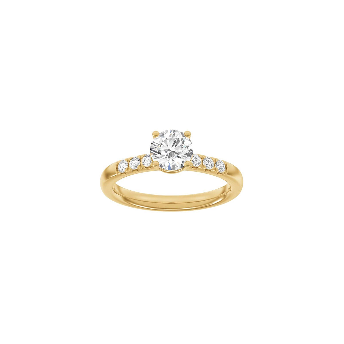LUXURY Classic rund 14kt. guldring m. lab grown diamant 1,2ct TW/VS2 - 50 / Guld