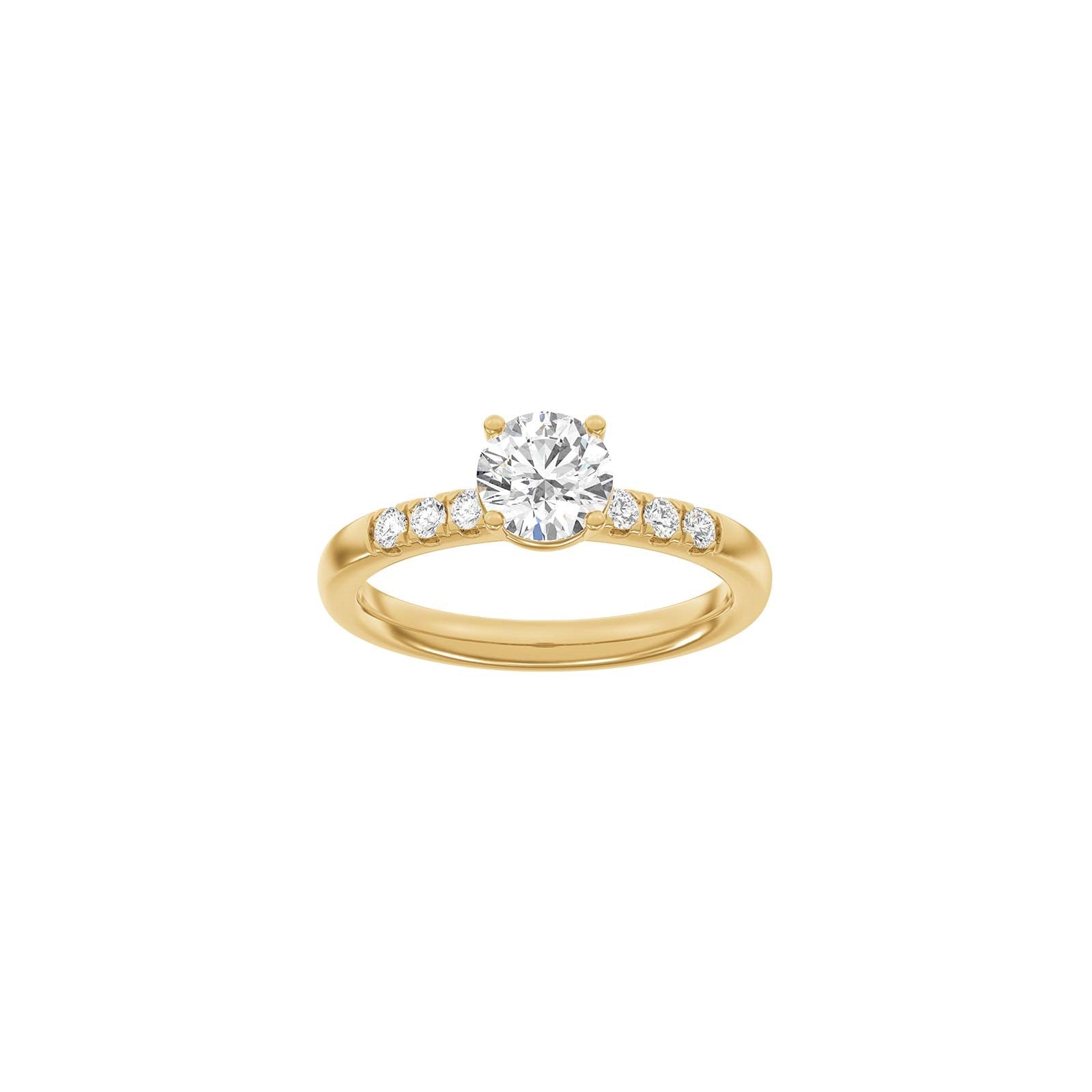 LUXUS Klassischer runder 14kt. Goldring mit Lab. G. Durchmesser 1,2ct TW/VS2