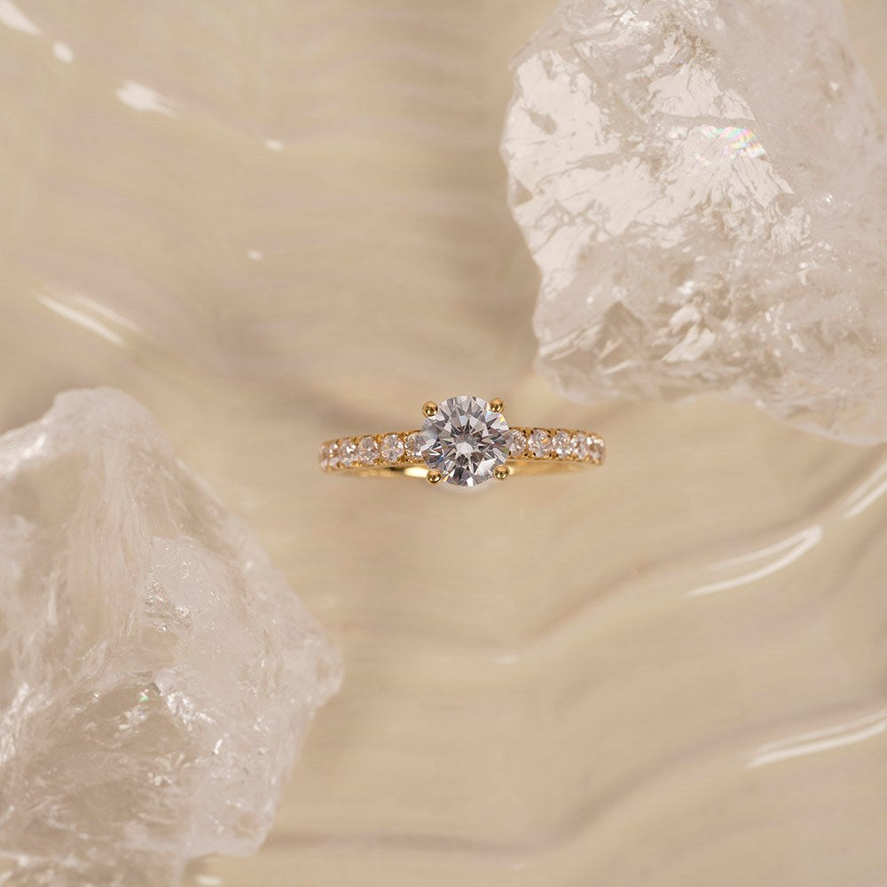 LUXURY Classic rund 14kt. Goldring m. Lab Grown Diamant 1,4ct TW/VS2