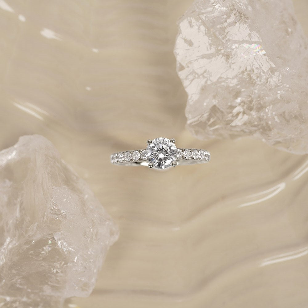 LUXURY Classic rund 14kt. Goldring m. Lab Grown Diamant 1,4ct TW/VS2 - 50 / Rotgold