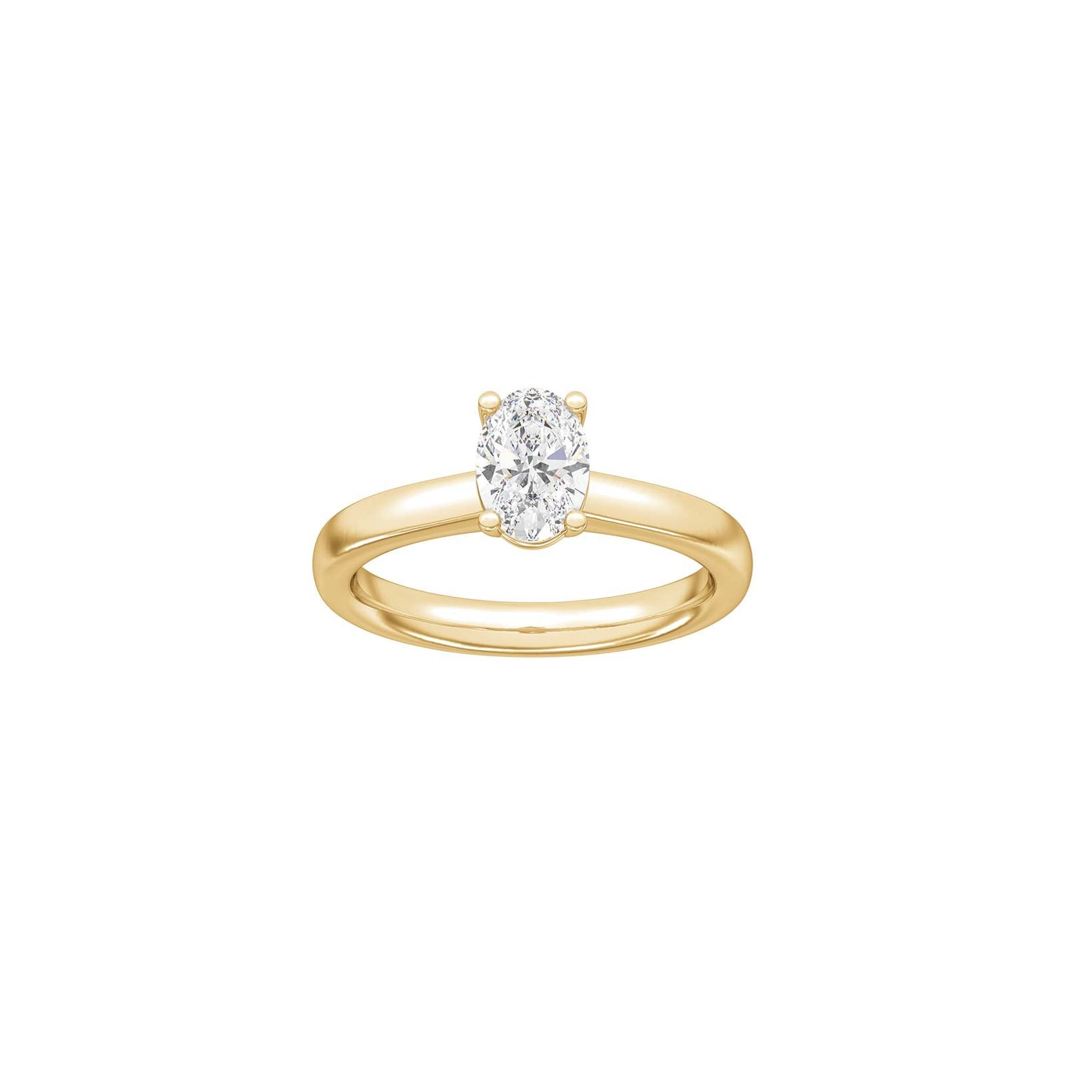 LUXURY Classic oval 14kt. Goldring m. Lab Grown Diamant 1,0ct TW/VS2 - 50 / Rotgold
