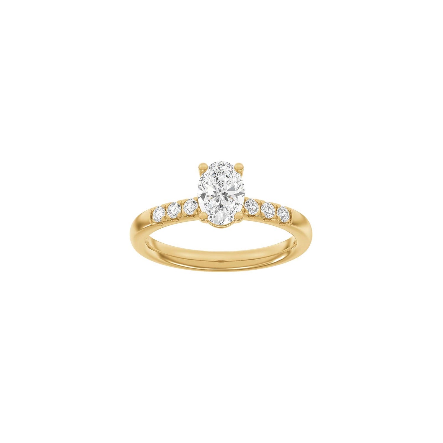 LUXURY Classic oval 14kt. Goldring m. Lab Grown Diamant 1,2ct TW/VS2 - 50 / Rotgold