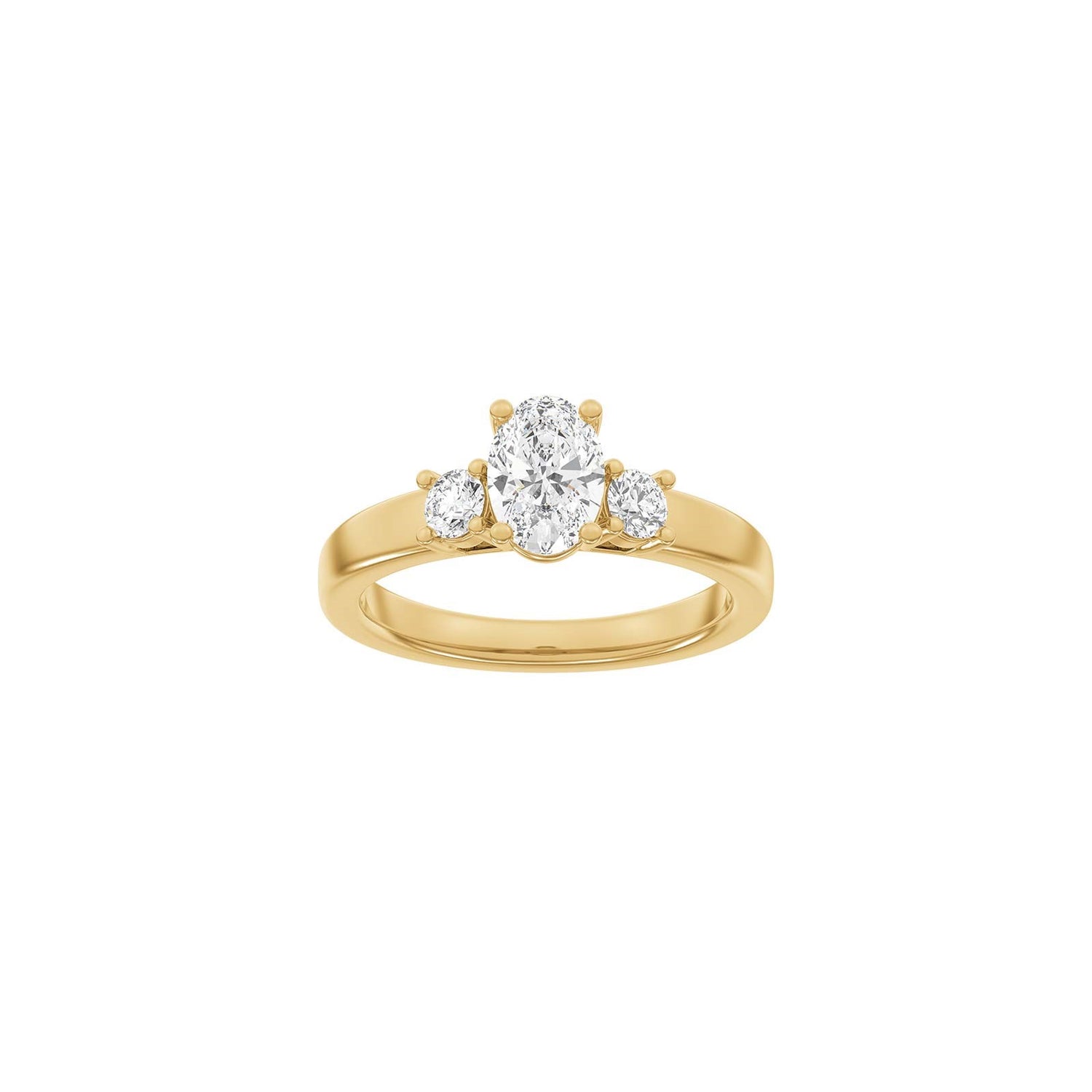 LUXURY Classic oval 14kt. Goldring m. Lab Grown Diamant 1,33ct TW/VS2 - 50 / Rotgold
