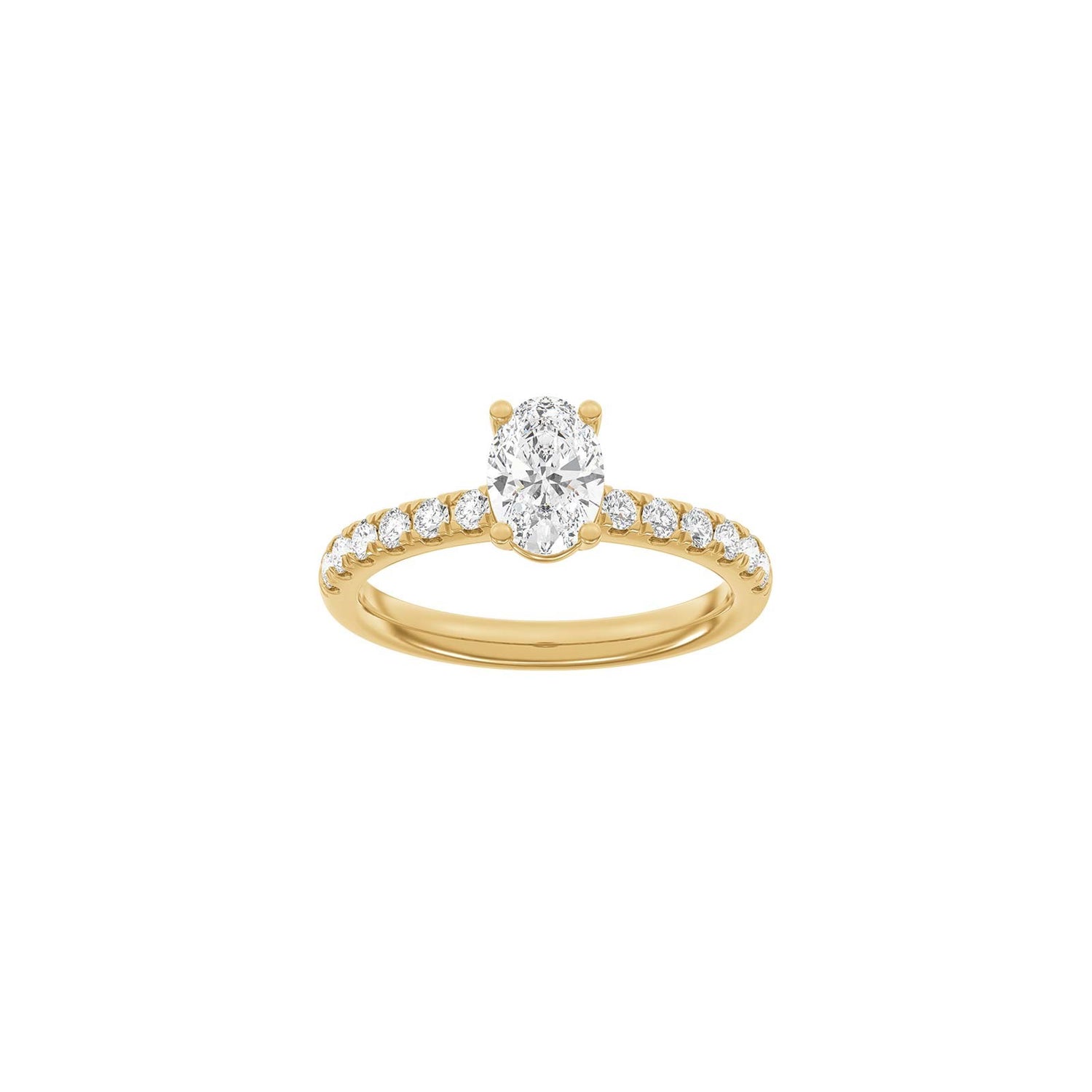 LUXURY Classic oval 14kt. Goldring m. Lab Grown Diamant 1,4ct TW/VS2 - 50 / Rotgold