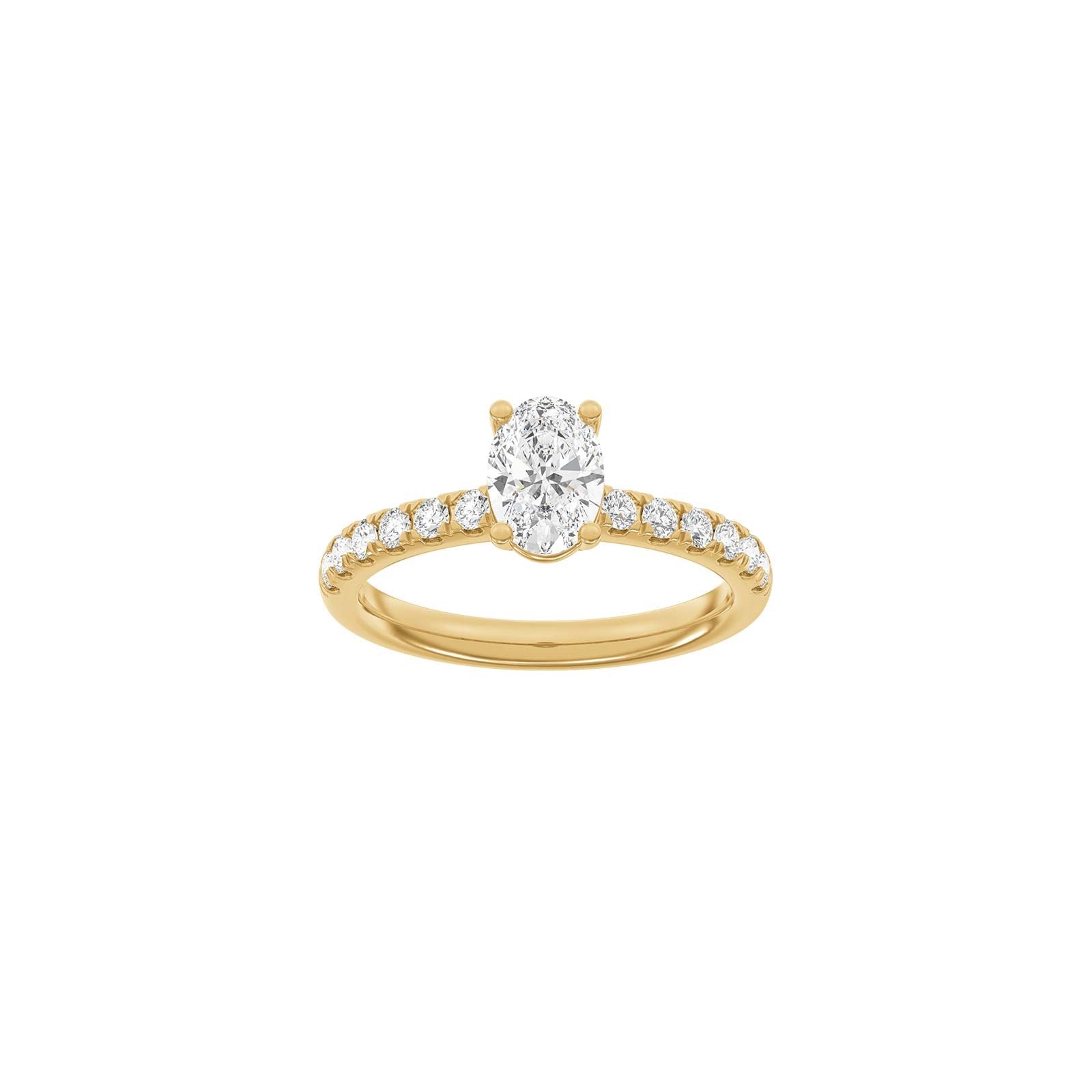 LUXUS Klassischer ovaler 14kt. Goldring mit Lab. G. Durchmesser 1,4ct TW/VS2
