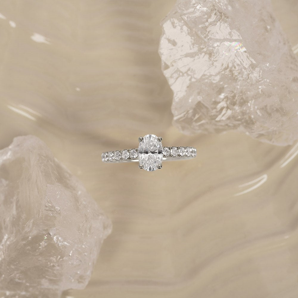 LUXURY Classic oval 14kt. Goldring m. Lab Grown Diamant 1,4ct TW/VS2 - 50 / Rotgold