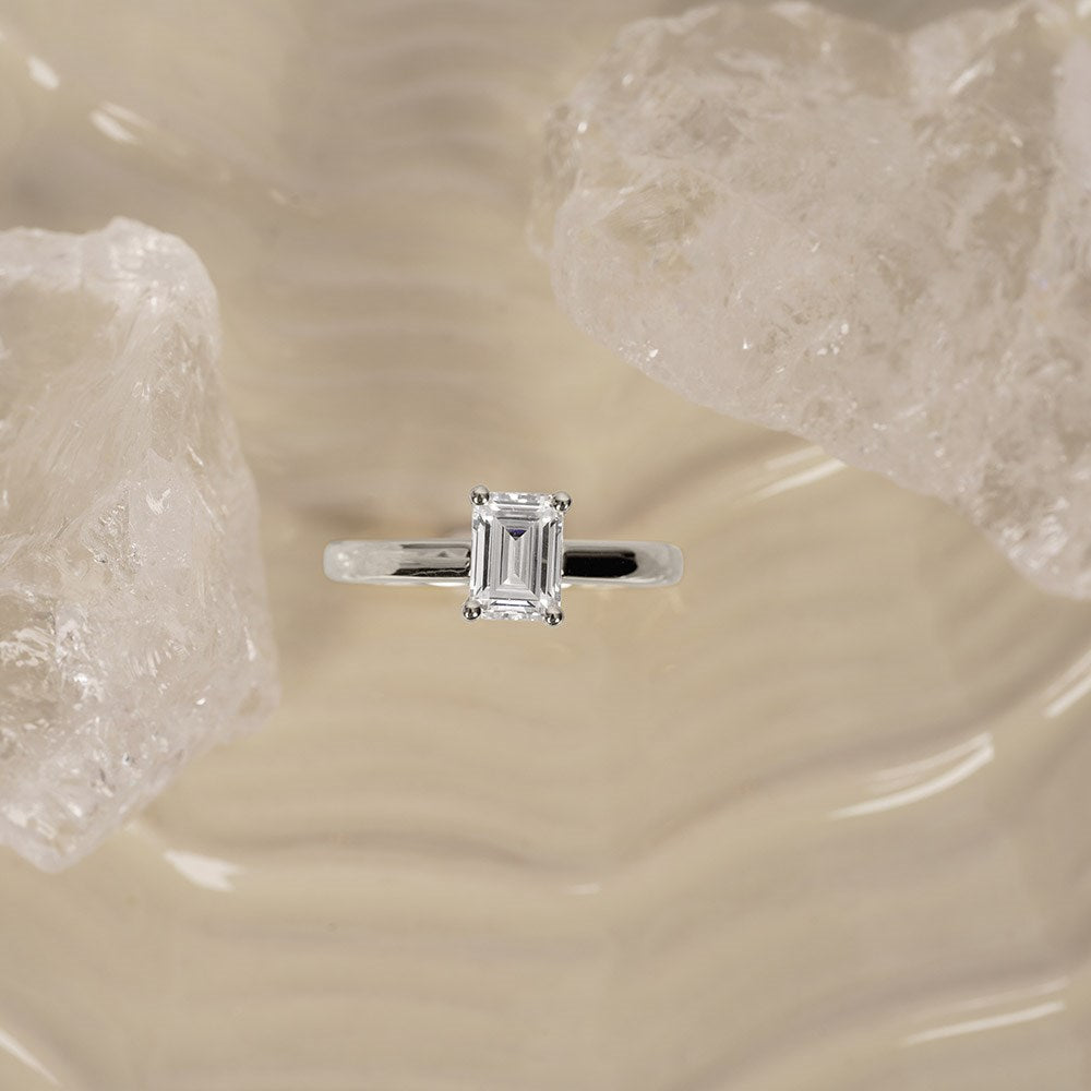 LUXURY Classic Quadrat 14kt. Goldring m. Lab Grown Diamant 1,0ct TW/VS2 - 50 / Rotgold