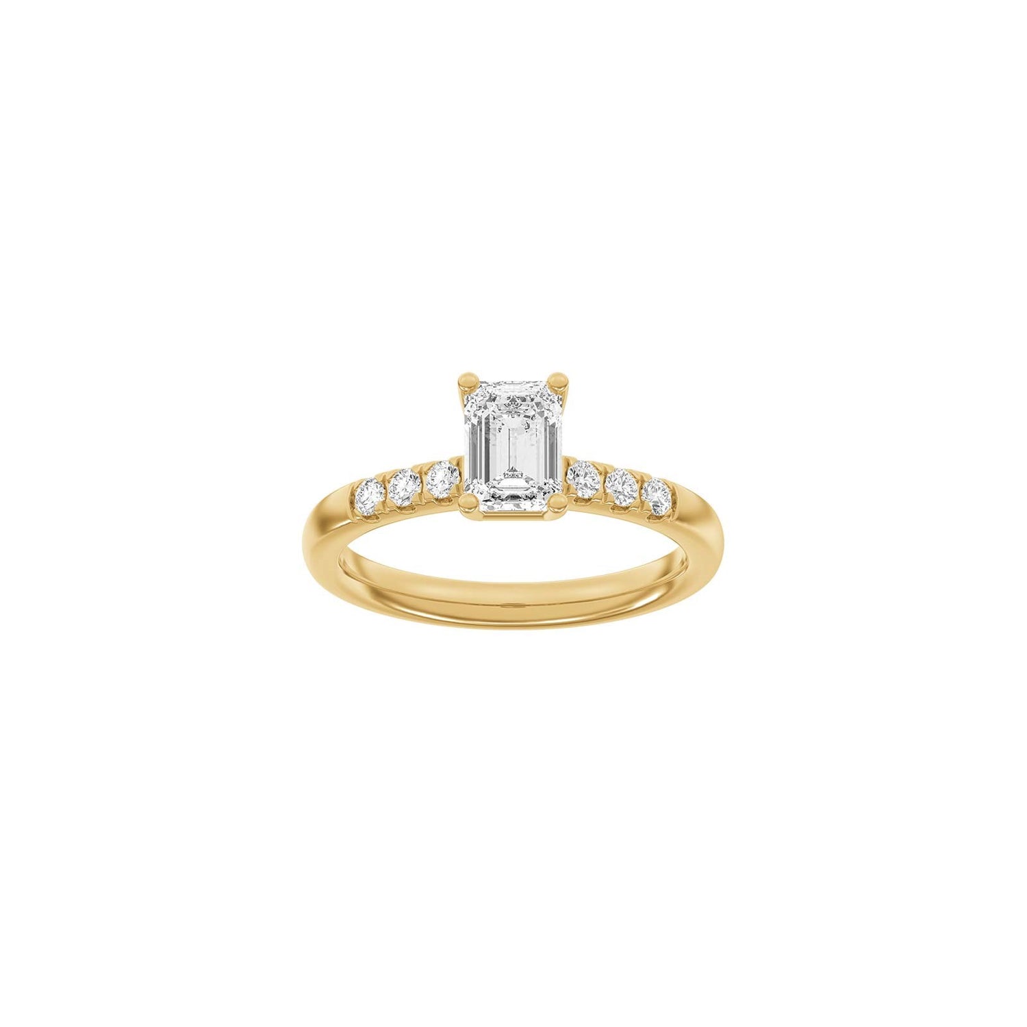 LUXURY Classic Quadrat 14kt. Goldring m. Lab Grown Diamant 1,2ct TW/VS2 - 50 / Rotgold