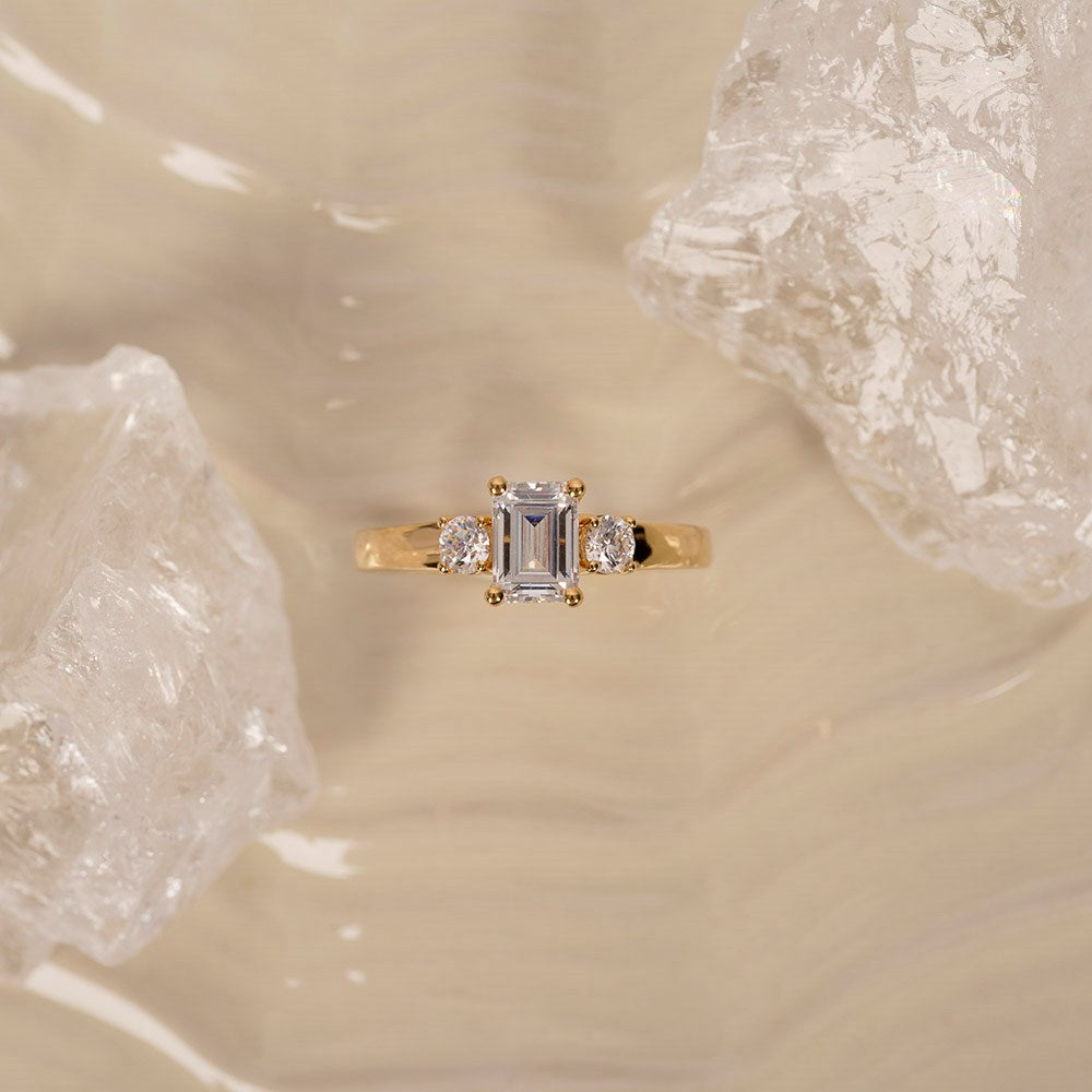 LUXURY Classic Quadrat 14kt. Goldring m. Lab Grown Diamant 1,33ct TW/VS2