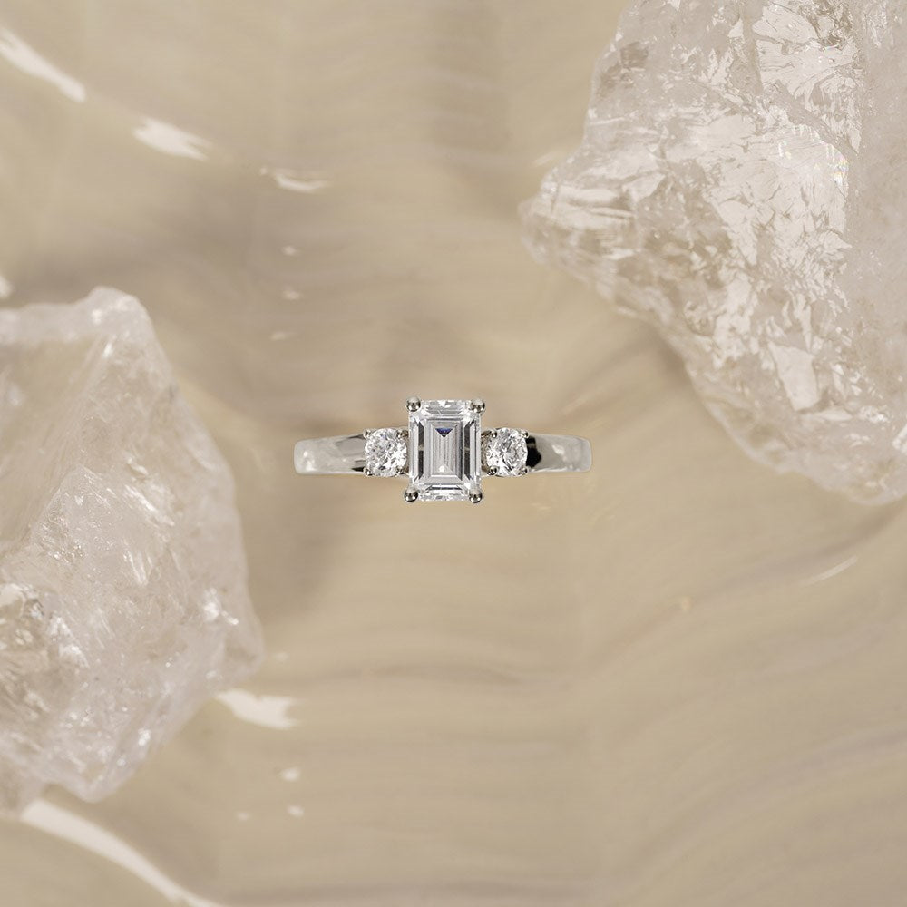LUXURY Classic Quadrat 14kt. Goldring m. Lab Grown Diamant 1,33ct TW/VS2 - 50 / Rotgold