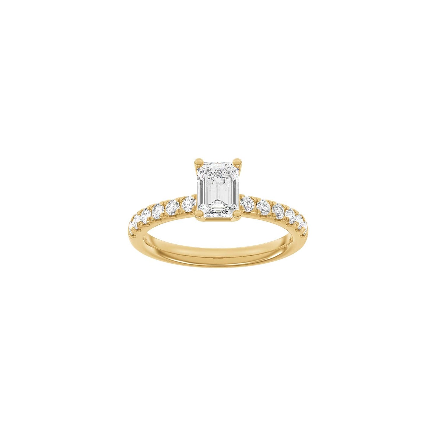 LUXURY Classic Quadrat 14kt. Goldring m. Lab Grown Diamant 1,4ct TW/VS2 - 50 / Rotgold
