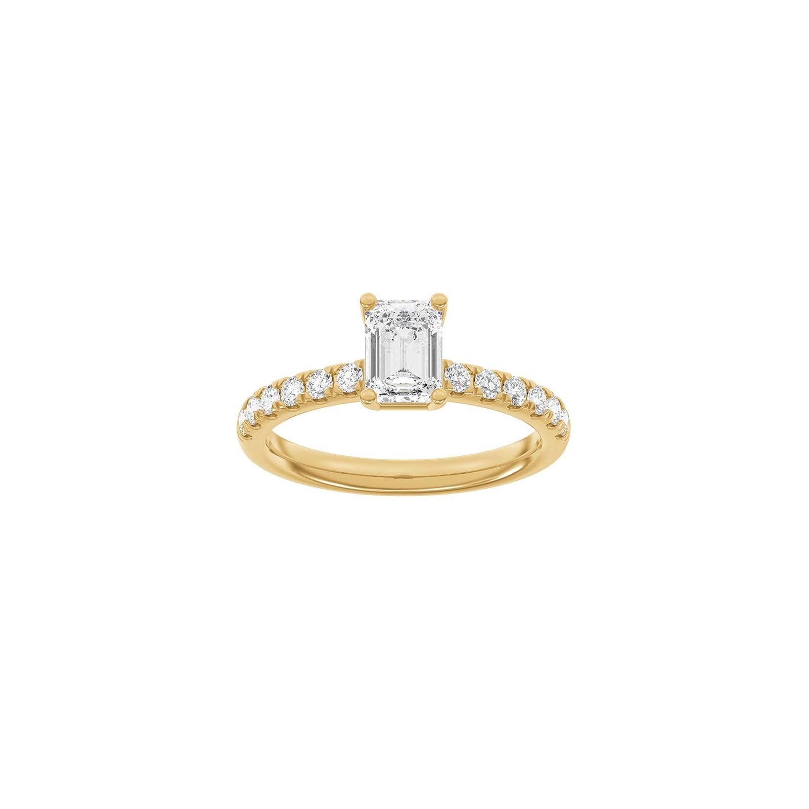 LUXUS Klassischer quadratischer 14kt. Goldring mit Lab. G. Durchmesser 1,4ct TW/VS2