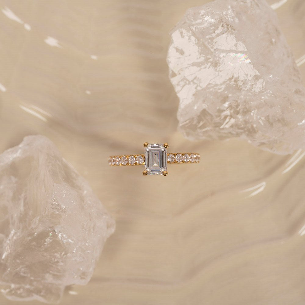 LUXURY Classic firkant 14kt. guldring m. lab grown diamant 1,4ct TW/VS2