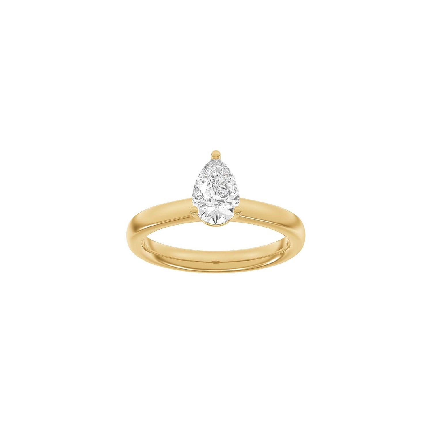 LUXURY Classic Tropfen 14kt. Goldring m. Lab Grown Diamant 1,0ct TW/VS2 - 50 / Rotgold