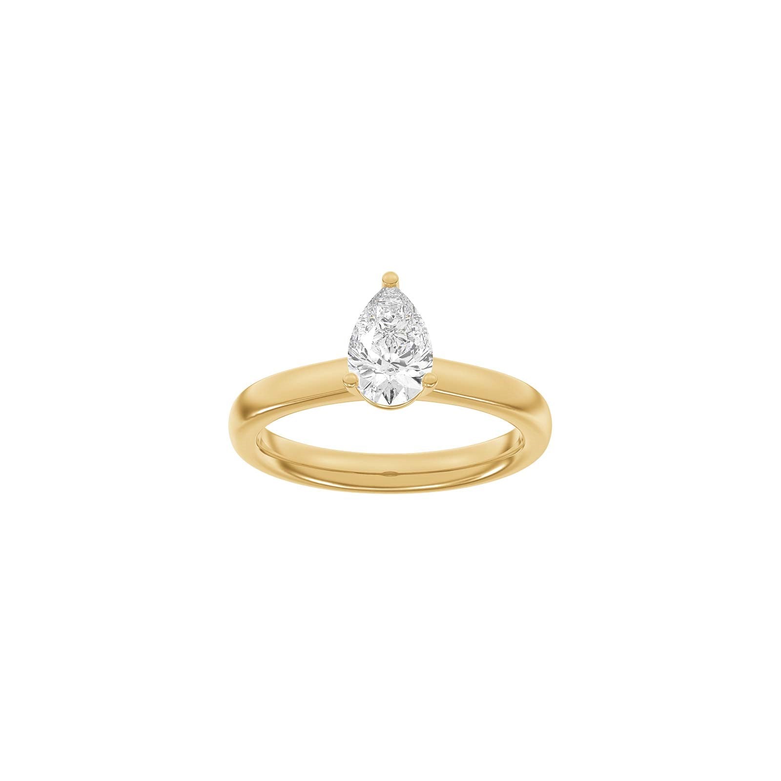 LUXUS Klassischer Tropfen 14kt. Goldring mit Lab. G. Durchmesser 1,0ct TW/VS2