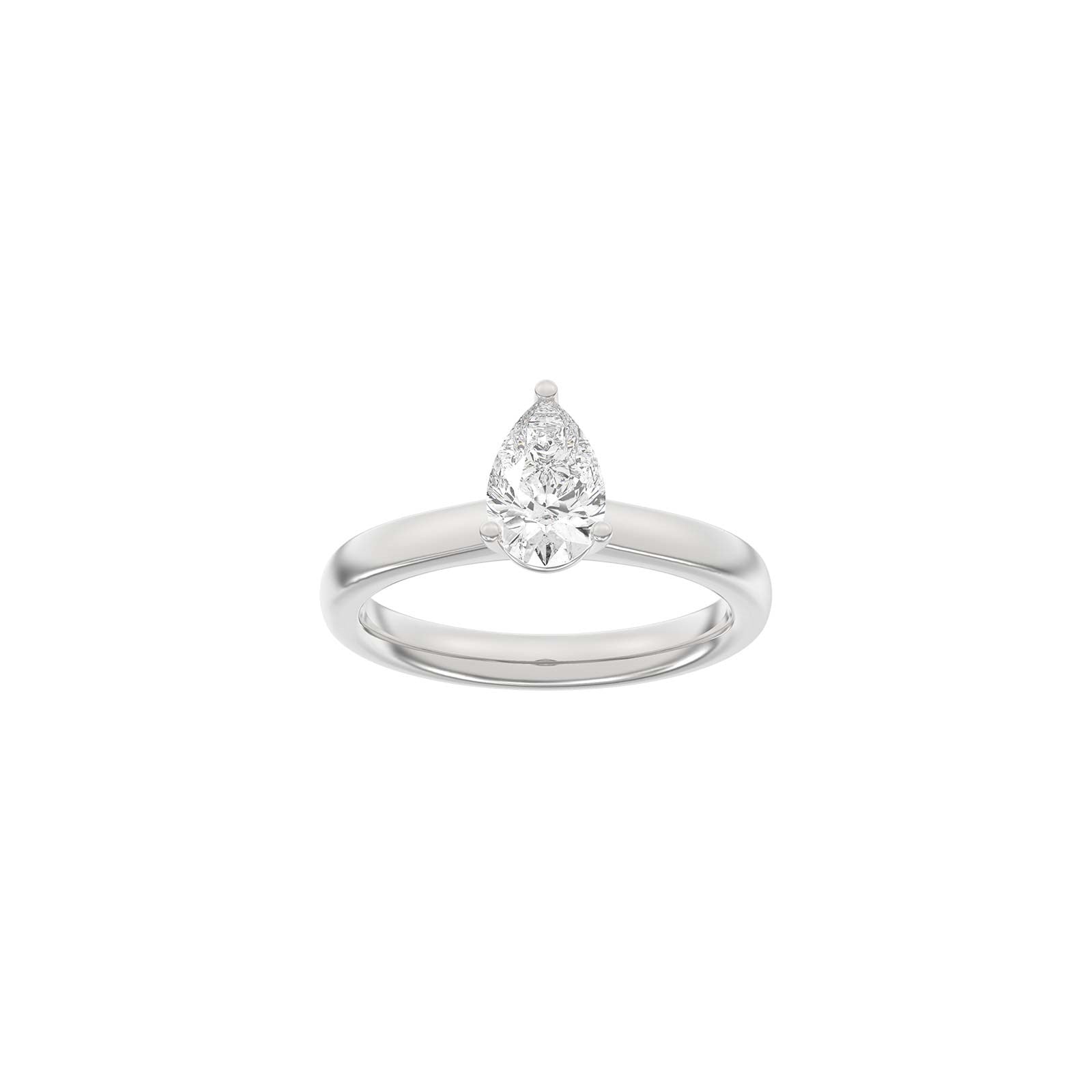 LUXURY Classic drop 14ct. gold ring w. lab grown diamond 1,0ct TW/VS2