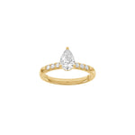 LUXUS Klassischer Tropfen 14kt. Goldring mit Lab. G. Durchmesser 1,2ct TW/VS2