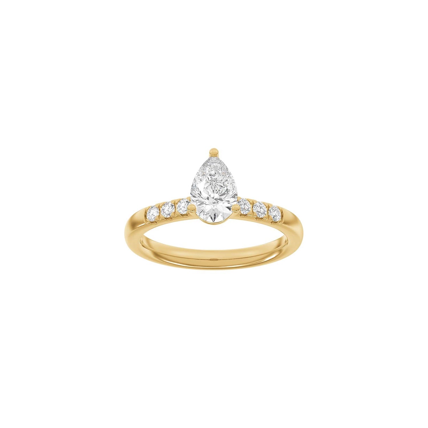 LUXURY Classic Tropfen 14kt. Goldring m. Lab Grown Diamant 1,2ct TW/VS2 - 50 / Rotgold