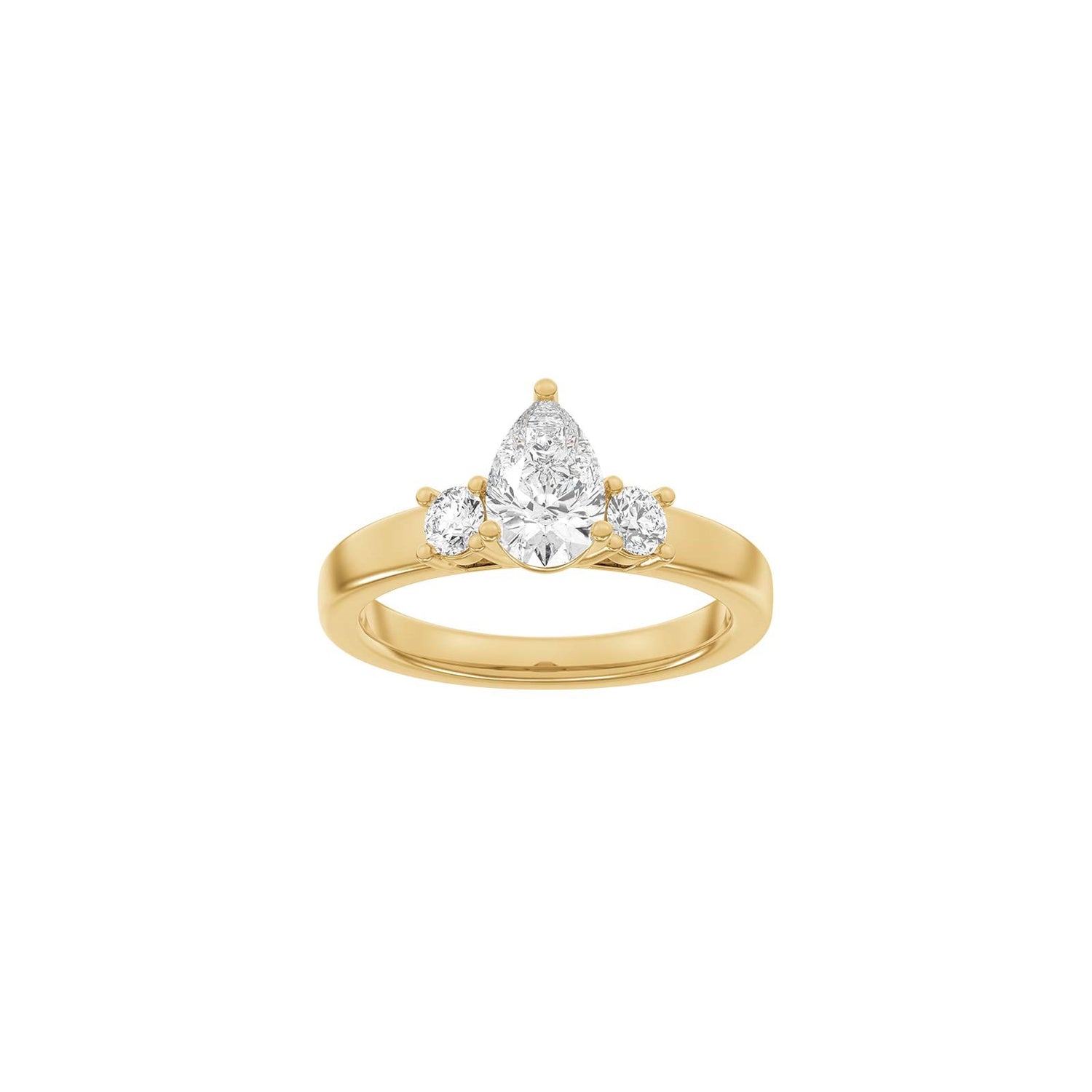 LUXURY Classic Tropfen 14kt. Goldring m. Lab Grown Diamant 1,33ct TW/VS2 - 50 / Rotgold