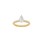 LUXUS Klassischer Tropfen 14kt. Goldring mit Lab. G. Durchmesser 1,4ct TW/VS2