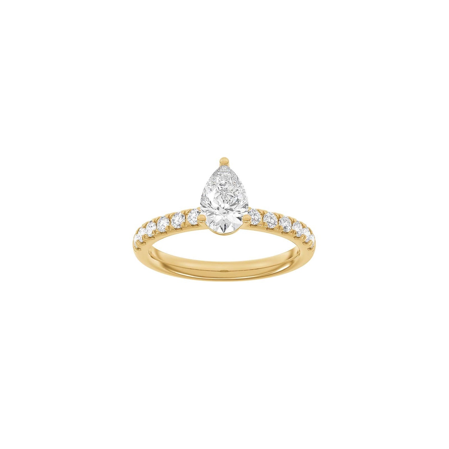 LUXURY Classic Tropfen 14kt. Goldring m. Lab Grown Diamant 1,4ct TW/VS2 - 50 / Rotgold