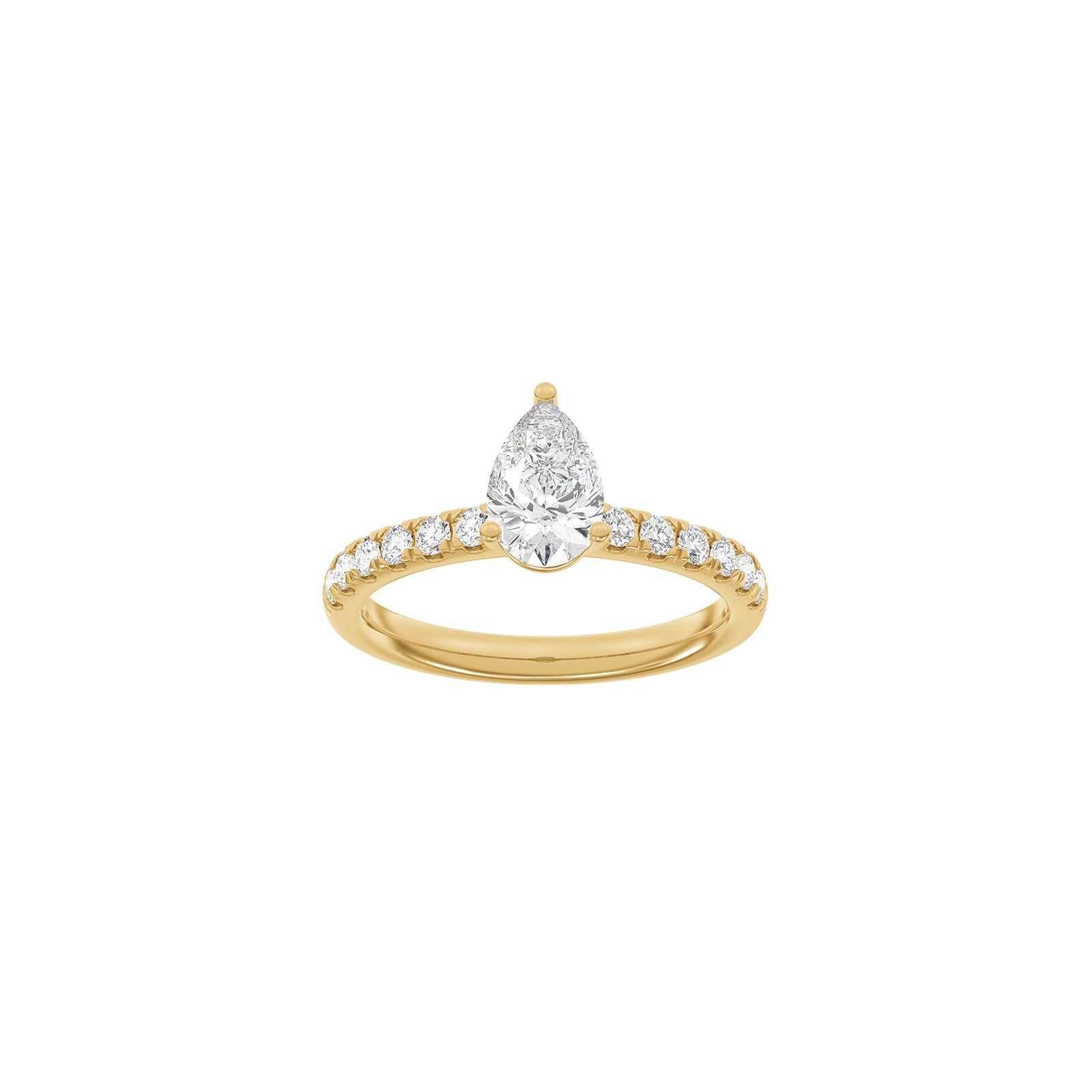LUXUS Klassischer Tropfen 14kt. Goldring mit Lab. G. Durchmesser 1,4ct TW/VS2