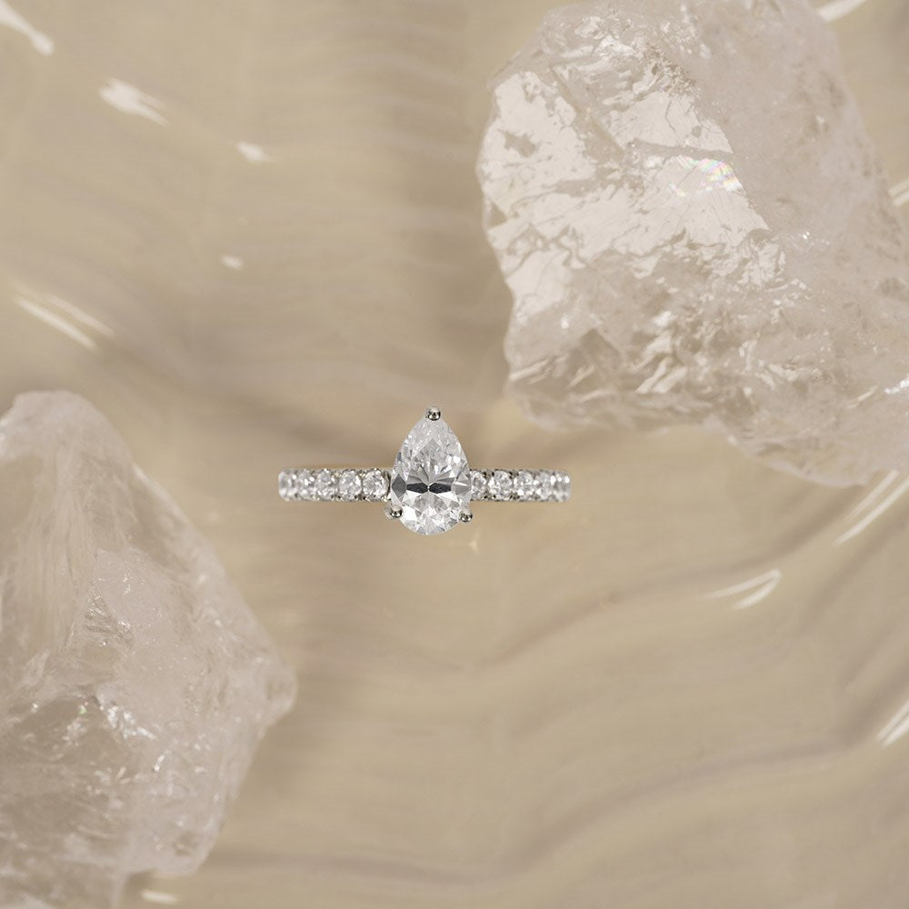 LUXURY Classic Tropfen 14kt. Goldring m. Lab Grown Diamant 1,4ct TW/VS2 - 50 / Rotgold