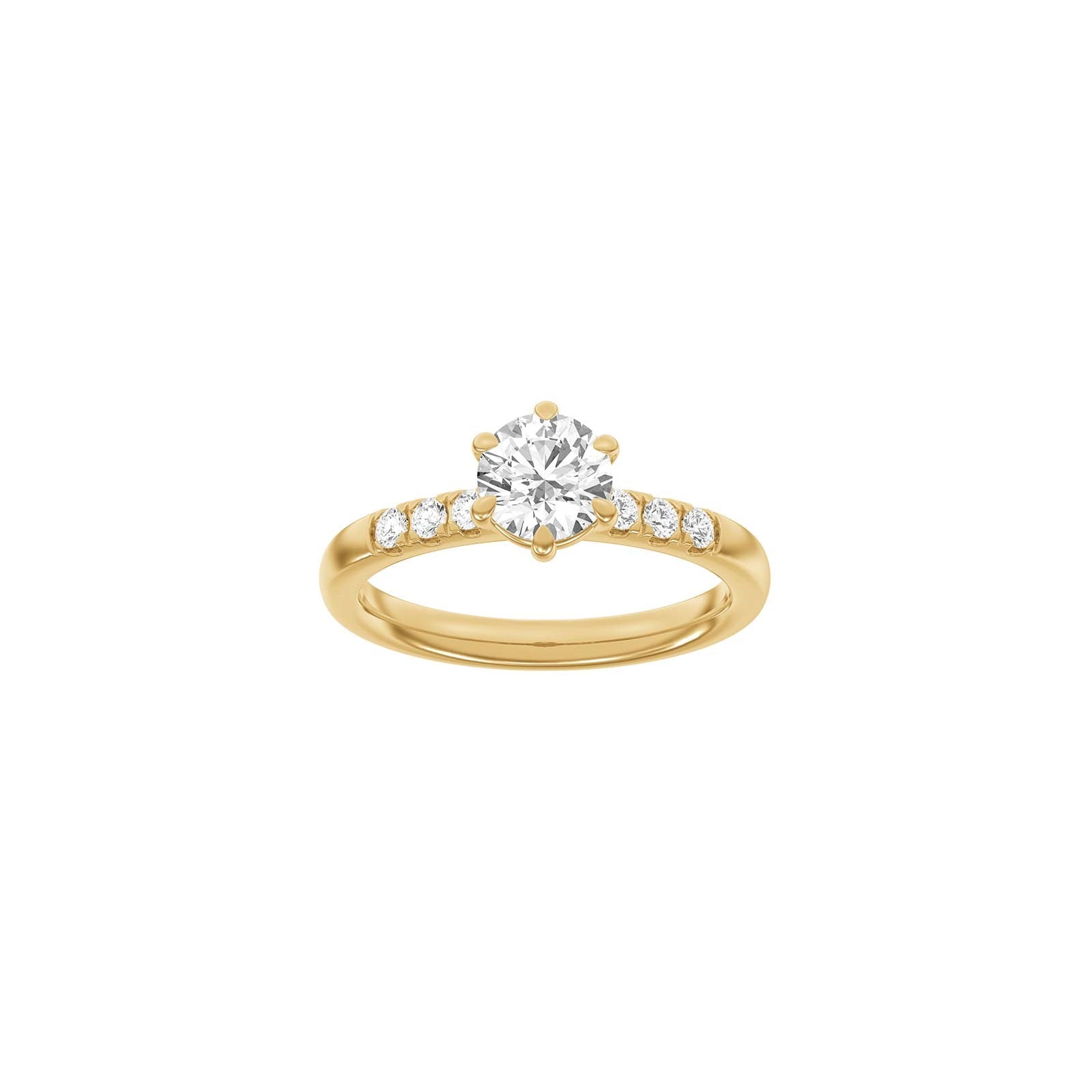 LUXURY Modern rund 14kt. guldring m. lab grown diamant 1,2ct TW/VS2