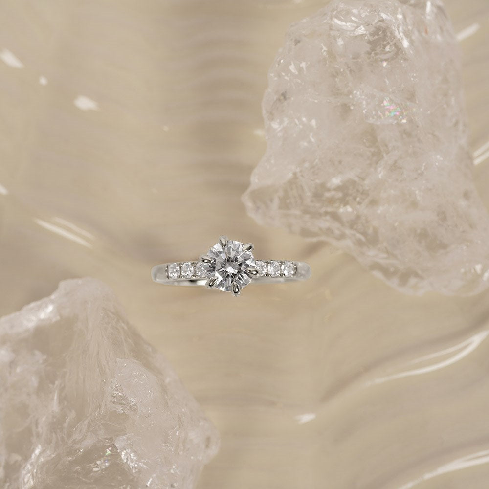 LUXURY Modern rund 14kt. Goldring m. Lab Grown Diamant 1,2ct TW/VS2 - 50 / Rotgold