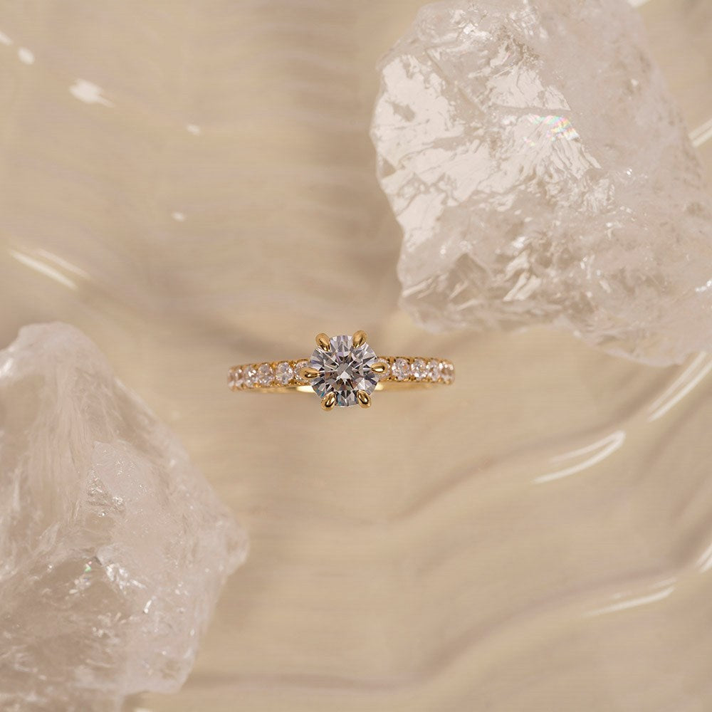LUXURY Modern rund 14kt. Goldring m. Lab Grown Diamant 1,4ct TW/VS2