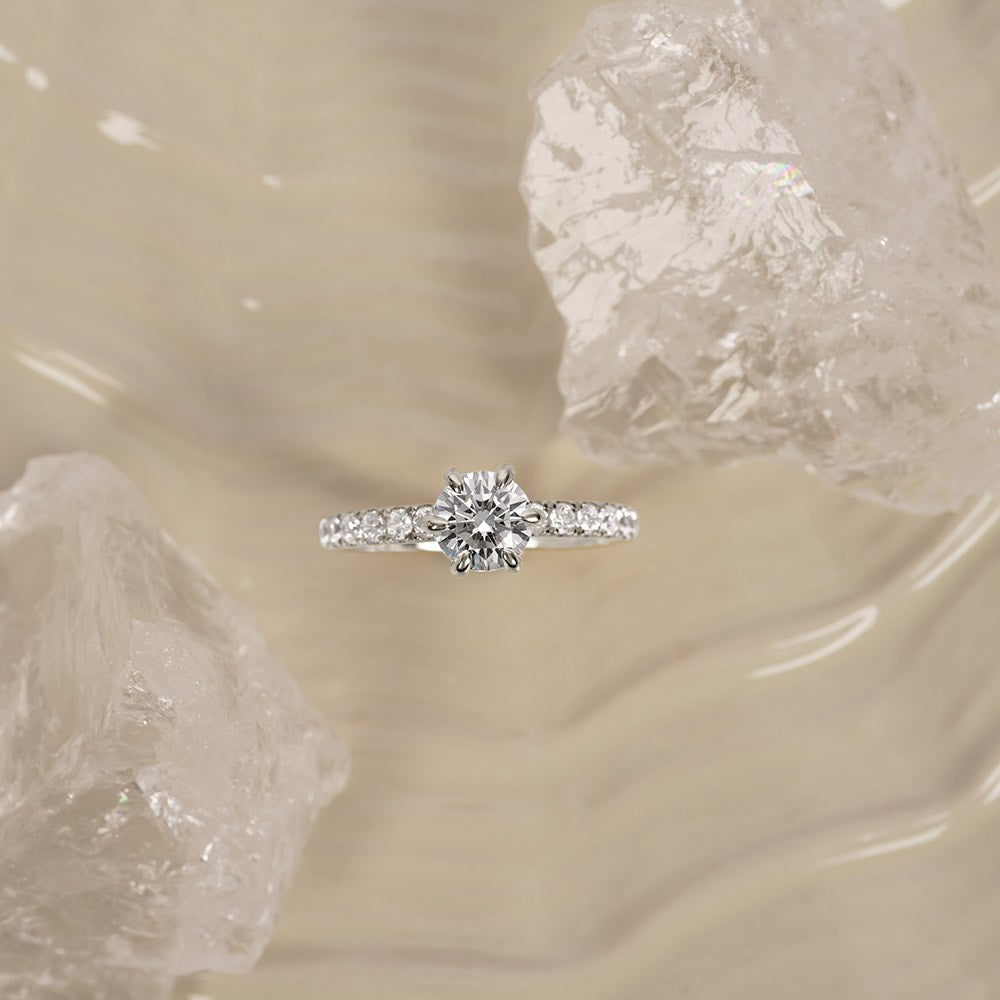 LUXURY Modern rund 14kt. Goldring m. Lab Grown Diamant 1,4ct TW/VS2 - 50 / Rotgold