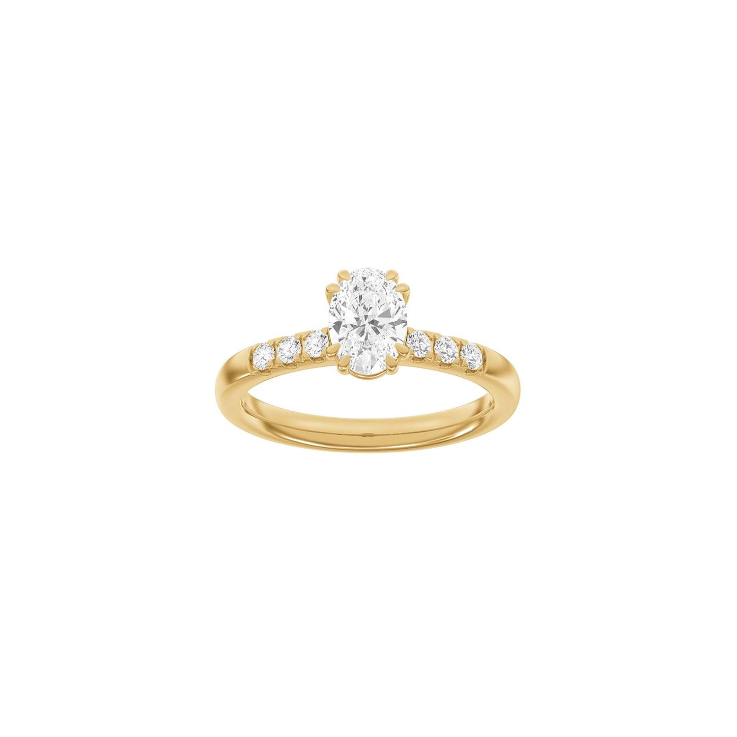 LUXURY Modern oval 14kt. Goldring m. Lab Grown Diamant 1,2ct TW/VS2 - 50 / Rotgold