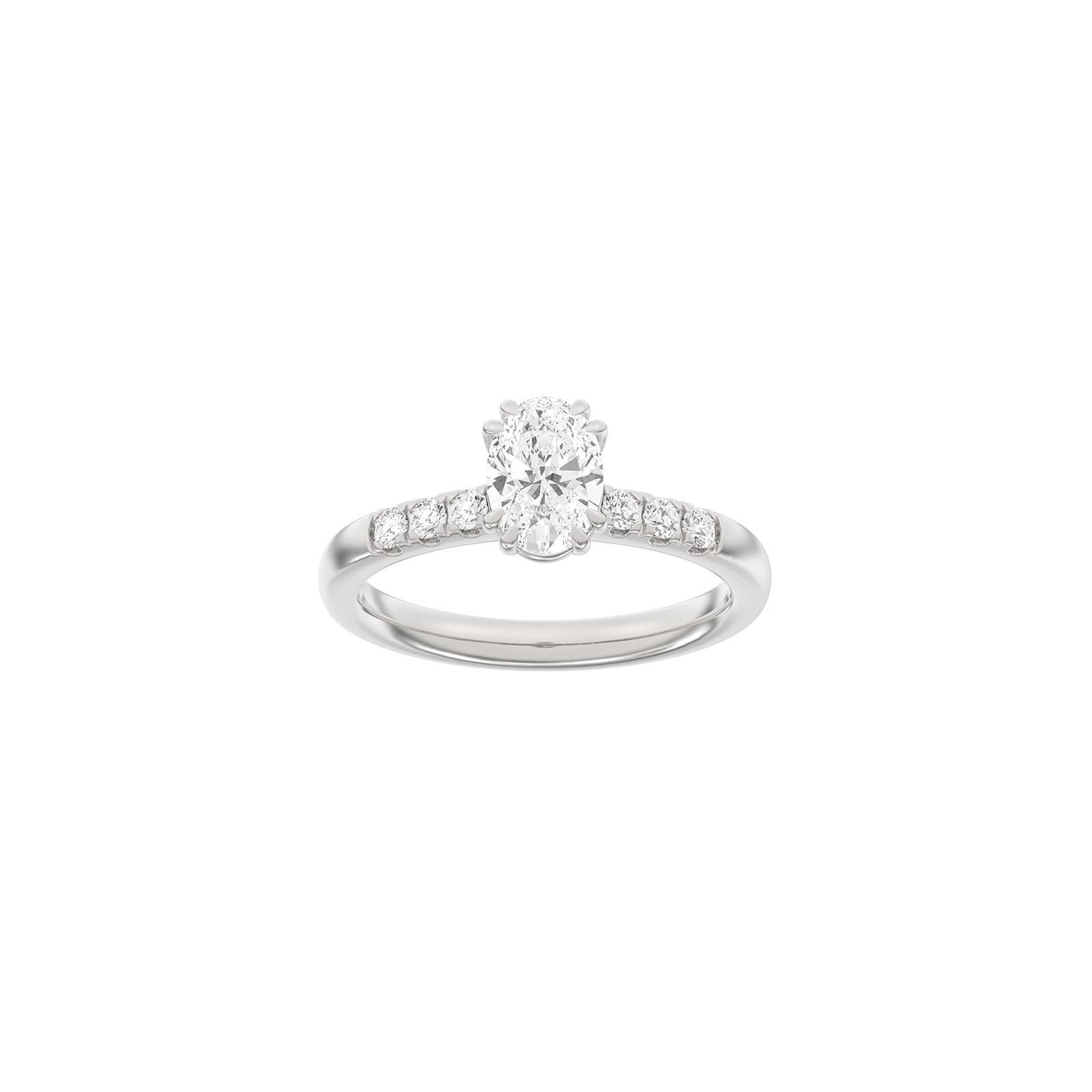 LUXURY Modern oval 14kt. guldring m. lab grown diamant 1,2ct TW/VS2