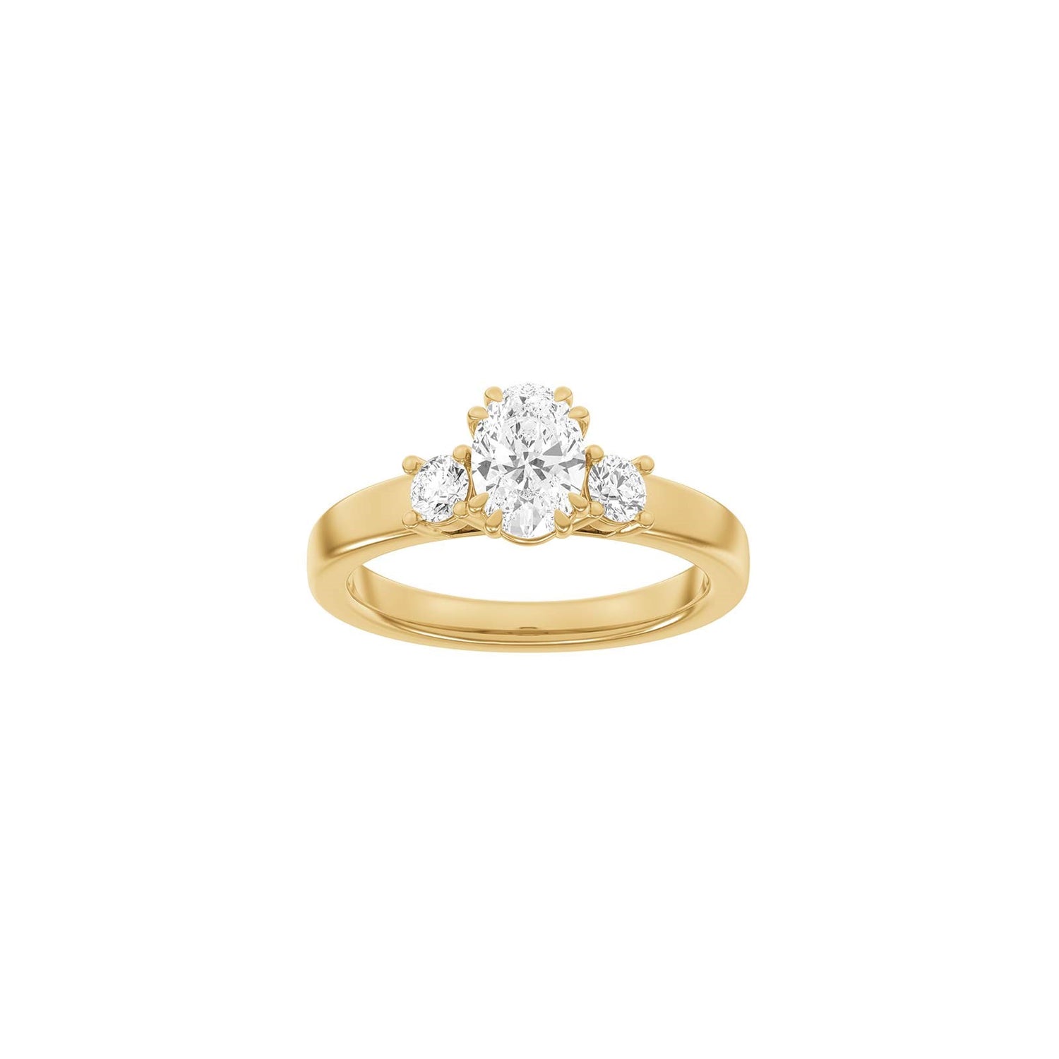 LUXURY Modern oval 14kt. Goldring m. Lab Grown Diamant 1,33ct TW/VS2 - 50 / Rotgold