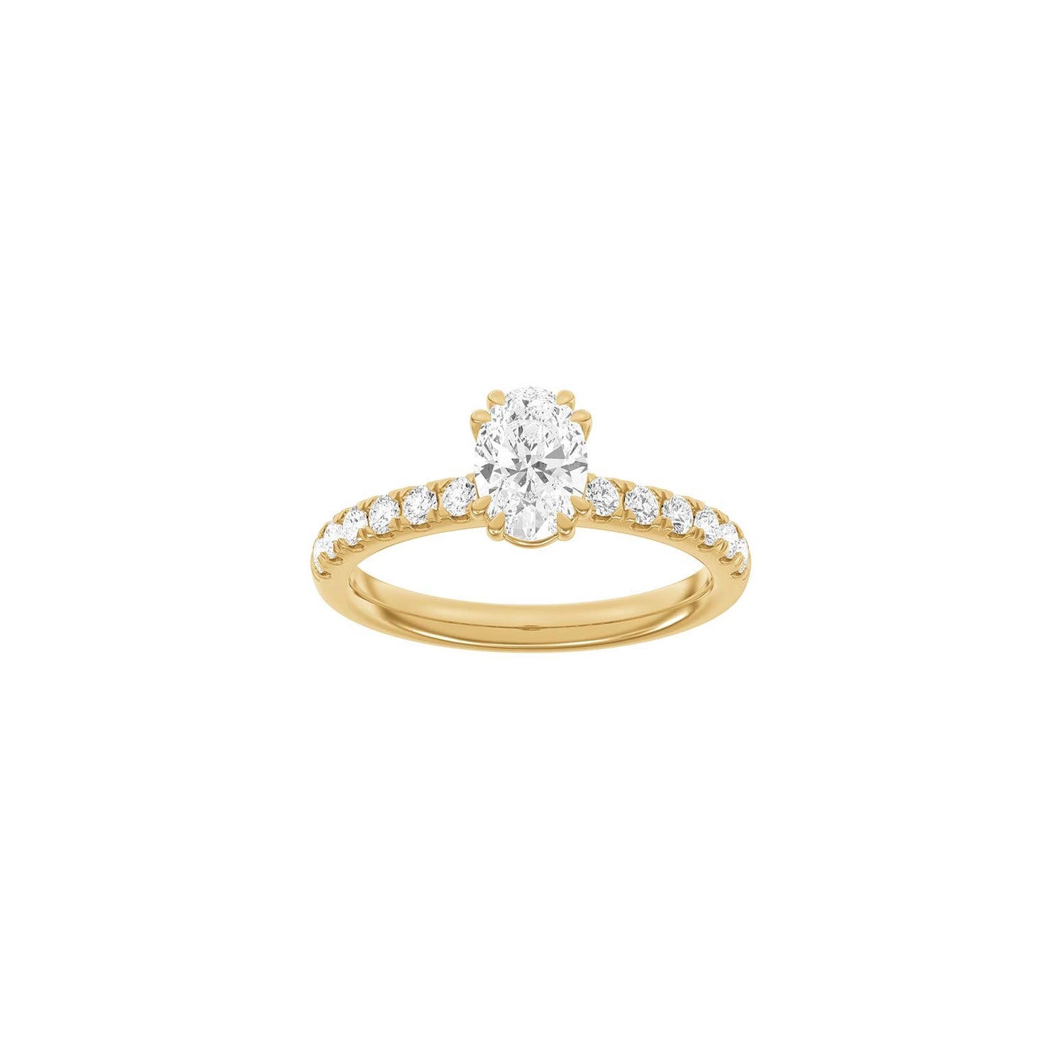 LUXURY Modern oval 14kt. Goldring m. Lab Grown Diamant 1,4ct TW/VS2 - 50 / Rotgold